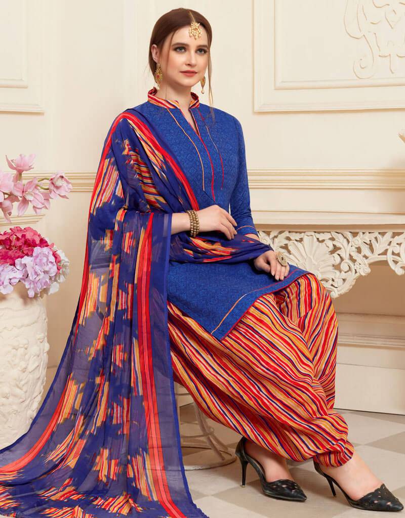 Stylish Blue Cotton Patiyala Suit for Women | Comfortable Ethnic Wear | Perfect for Festivals, Weddings & Casual Outings