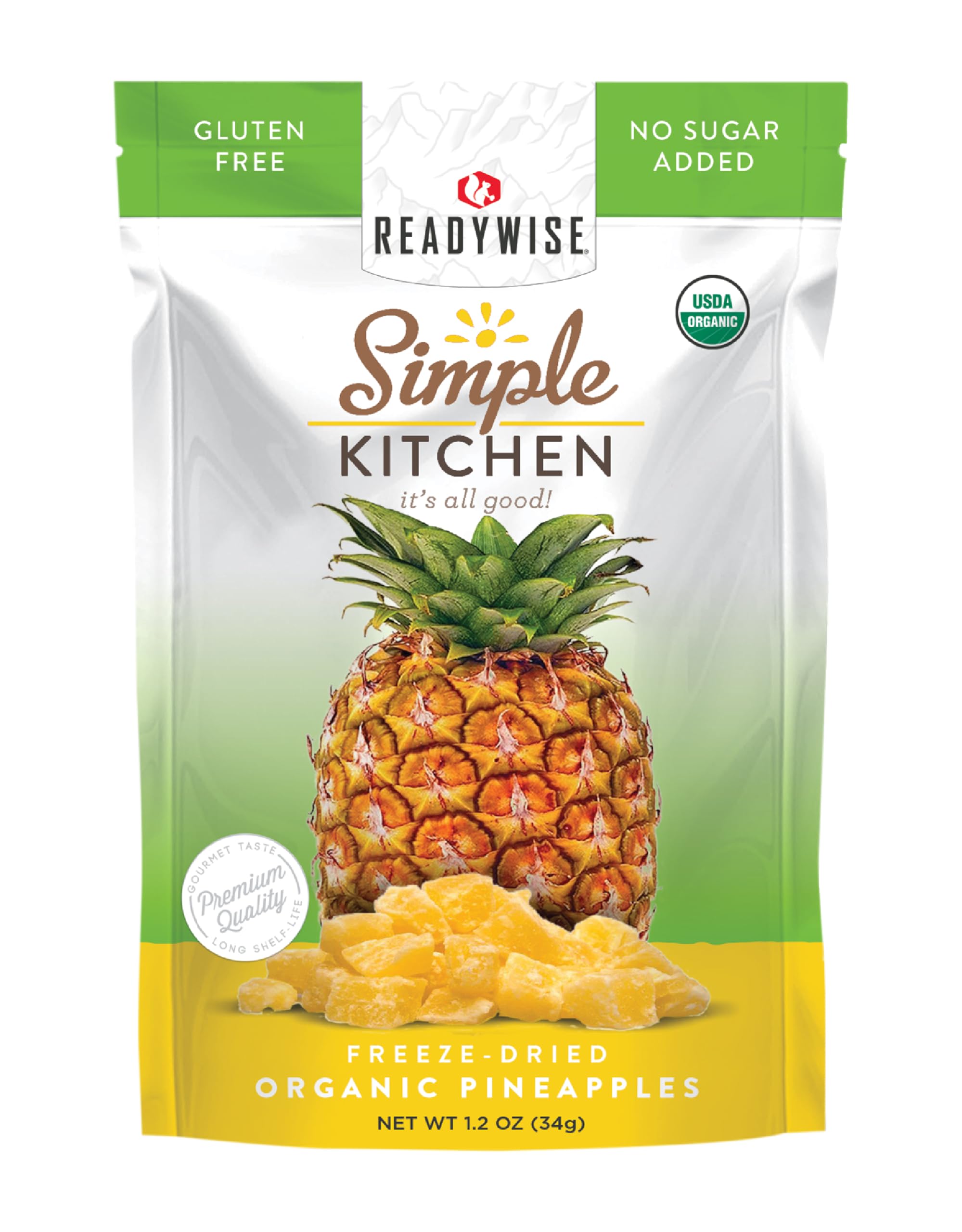 **READYWISE Organic Freeze-Dried Pineapple Snacks – Gluten-Free, Vegetarian, Healthy Dried Fruit for Pre-Workout, Camping, Backpacking & Survival Food – 1 Pack**    *(Perfect for on-the-go energy, outdoor adventures, or emergency preparedness!)*