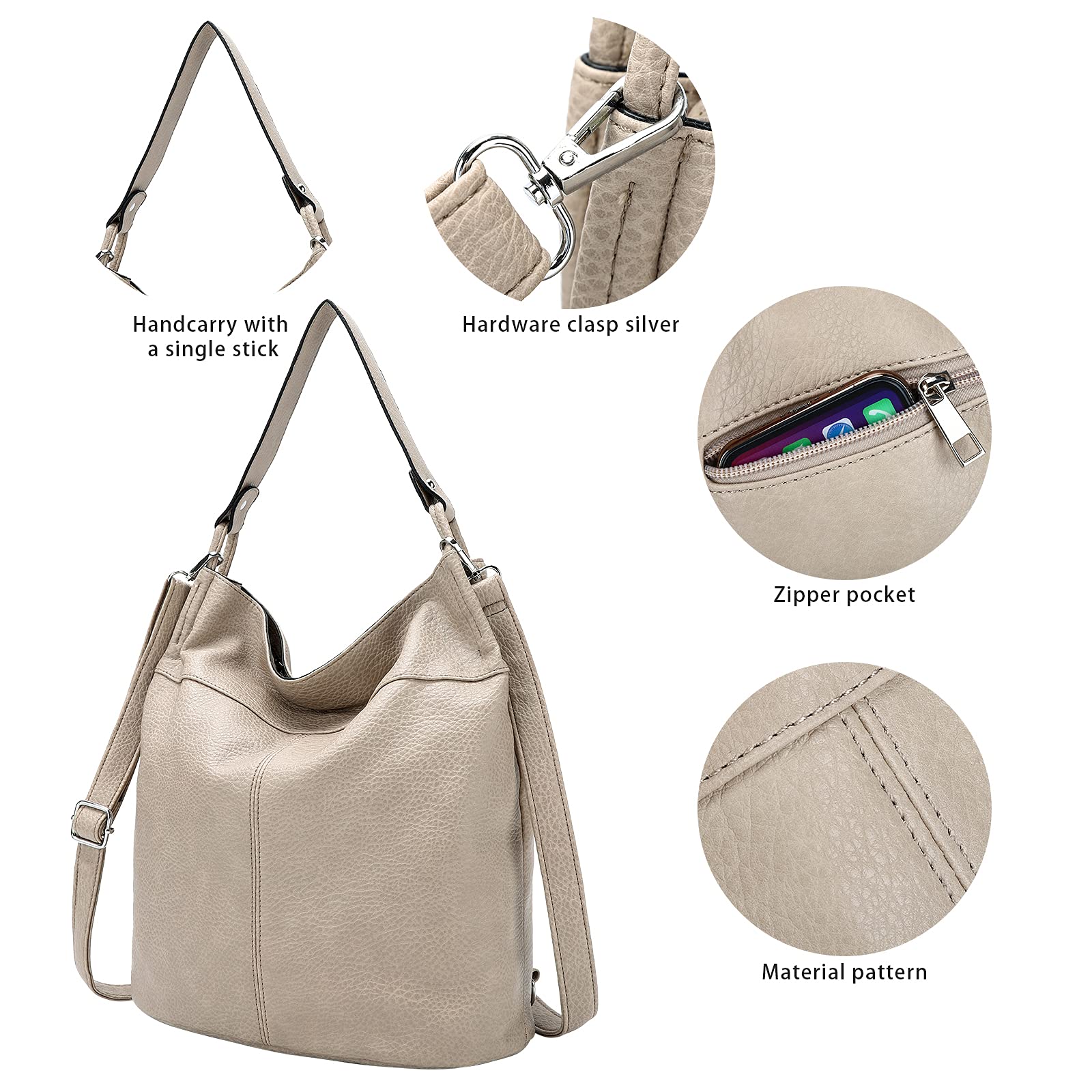 Stylish Convertible Backpack Purse for Women - Crossbody Shoulder Bag & Handbag in Apricot | Perfect for Travel, Work & Everyday Use