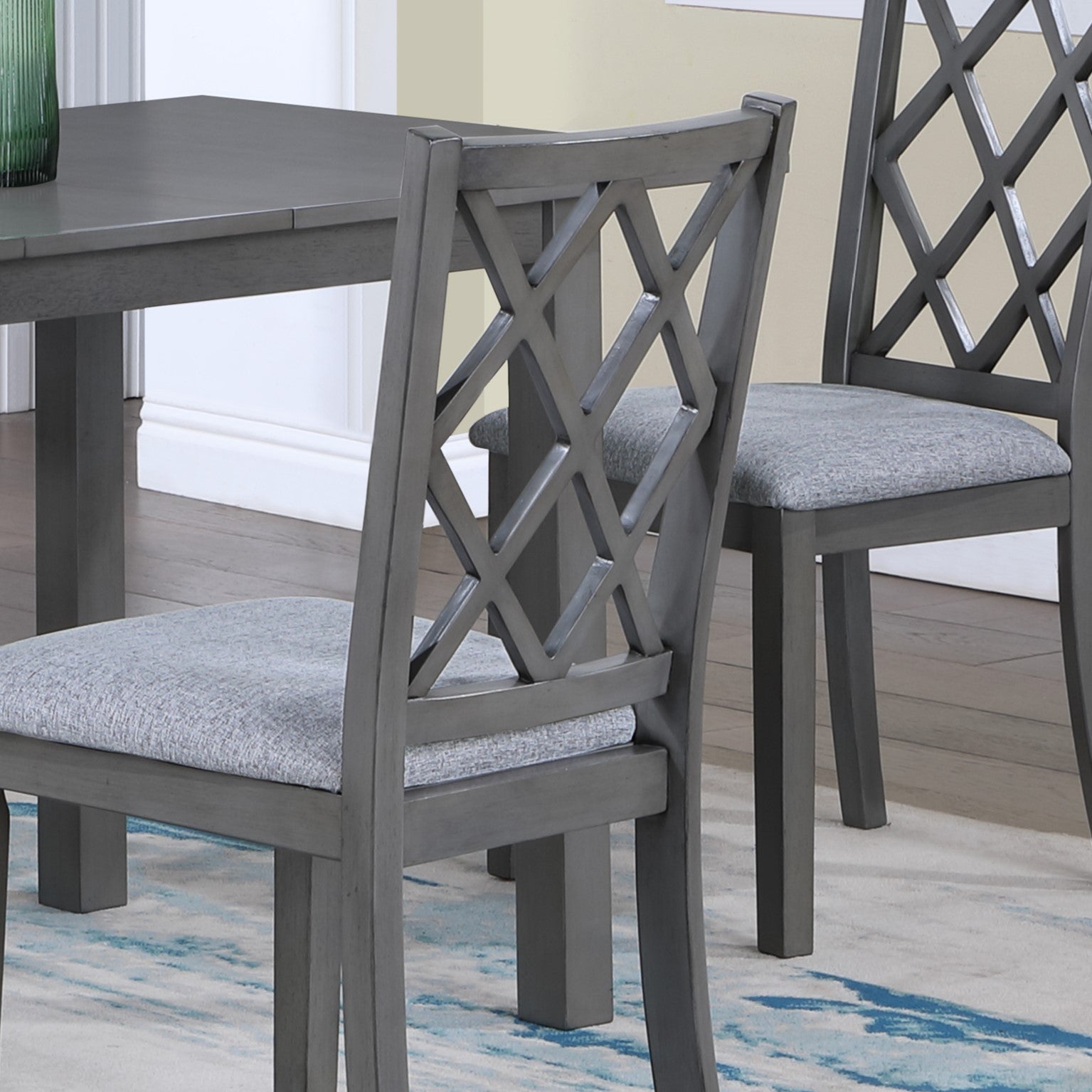 Carlisle Set of 2 Gray Cross Back Dining Chairs - 17.5