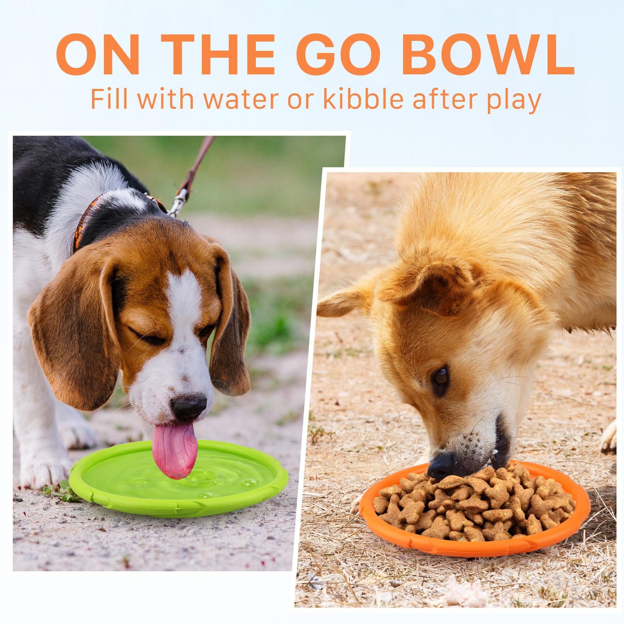 Durable 7-Inch Dog Flying Disc - 2 Pack Natural Rubber Floating Dog Toy for Fetch & Training - Waterproof & Chew Resistant for Pool, Beach, Lakes - Orange & Green for High Visibility Playtime