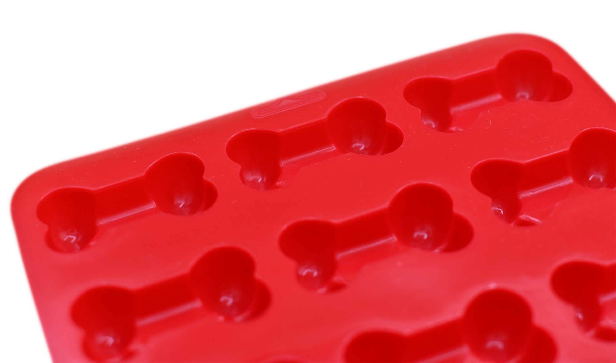 Reusable Silicone Dog Bone Paw Mold for Homemade Treats - Microwave & Freezer Safe - Perfect for DIY Dog Biscuits & Baking (Red)