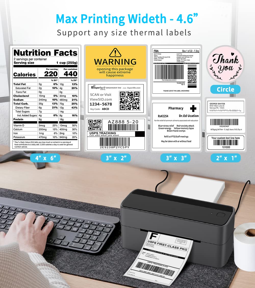 Phomemo 241BT Wireless Bluetooth Thermal Label Printer - 4x6 Shipping Label Maker for Barcode, Amazon, Etsy, Shopify - Compatible with DHL, FedEx, UPS - Perfect for Home Business & E-commerce Shipping
