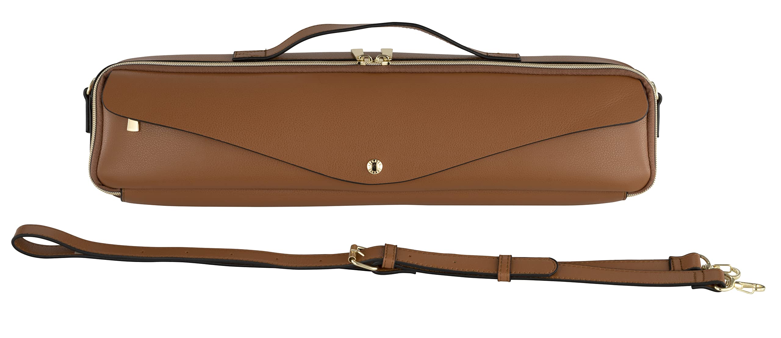 Premium Synthetic Leather Pearl Flute Case Cover for B-Foot Flutes - Legato-Largo Style in Camel Color | Durable Protection for School, Band Practice & Professional Performances