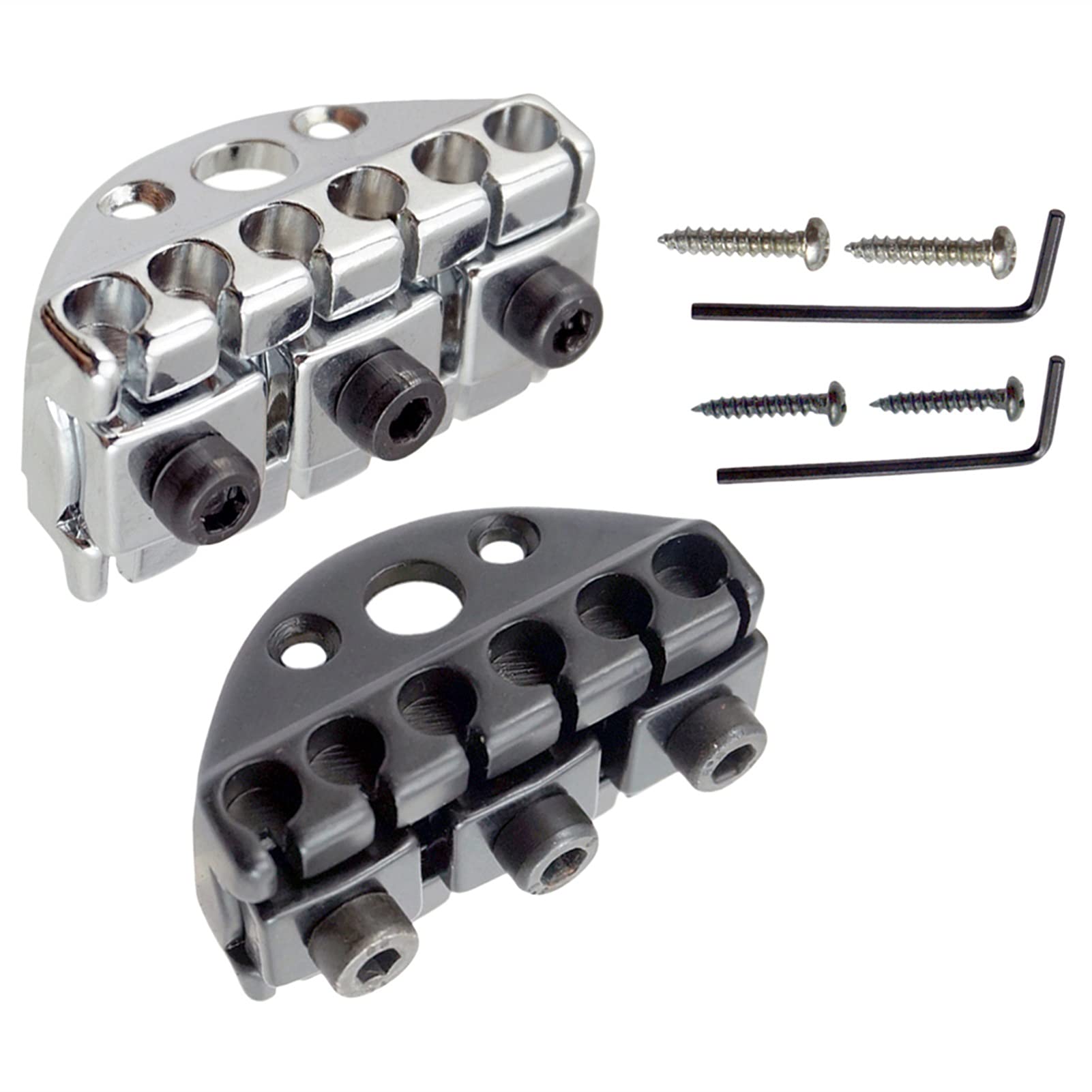 42mm Electric Guitar Bridge Saddle - Locking String Nut & Headless Tailpiece for Electric Guitars (Silver) | Perfect for Guitar Upgrades, Repairs & Professional Performances