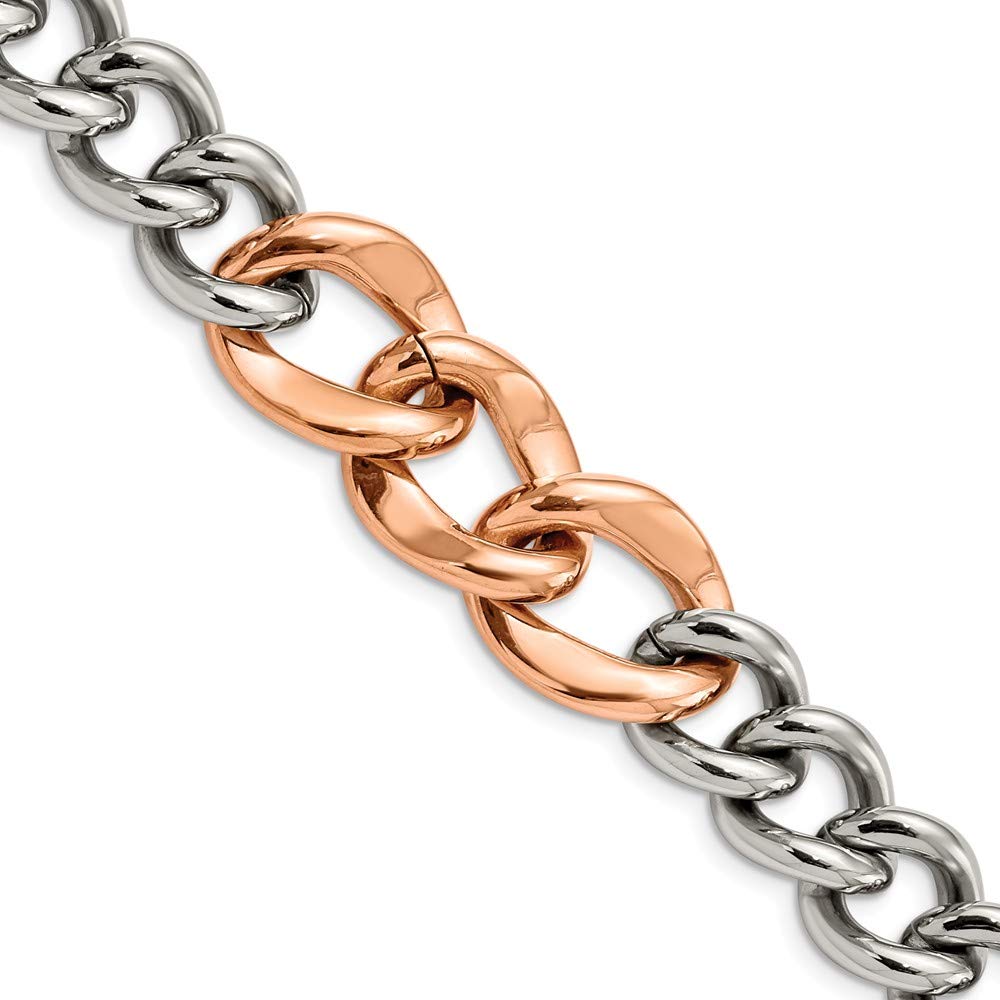 Stainless Steel Rose Gold IP Plated 7.5 Inch Bracelet for Women - Elegant Fashion Jewelry Gift for Anniversary, Valentine's Day & Special Occasions