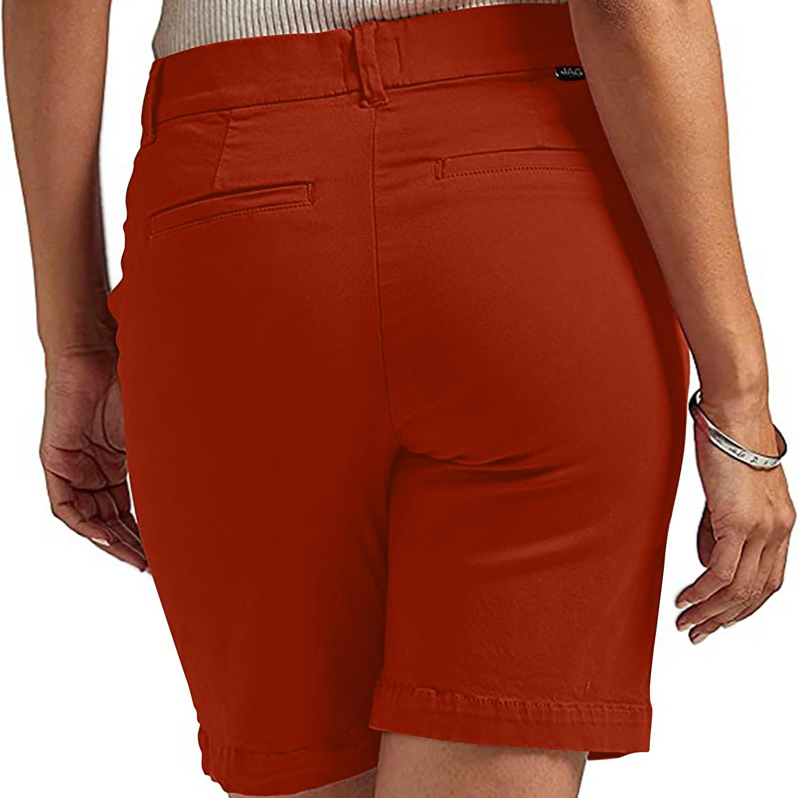 Women's Twill Stretch Bermuda Shorts - Plus Size Elastic Waist Hiking Shorts with Pockets | Comfortable for Walking, Travel & Outdoor Activities
