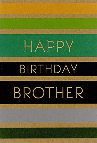 Beautiful Alternating Light Brown & Colorful Stripes Birthday Card for Brother - Perfect for Siblings, Best Friends & Family Celebrations