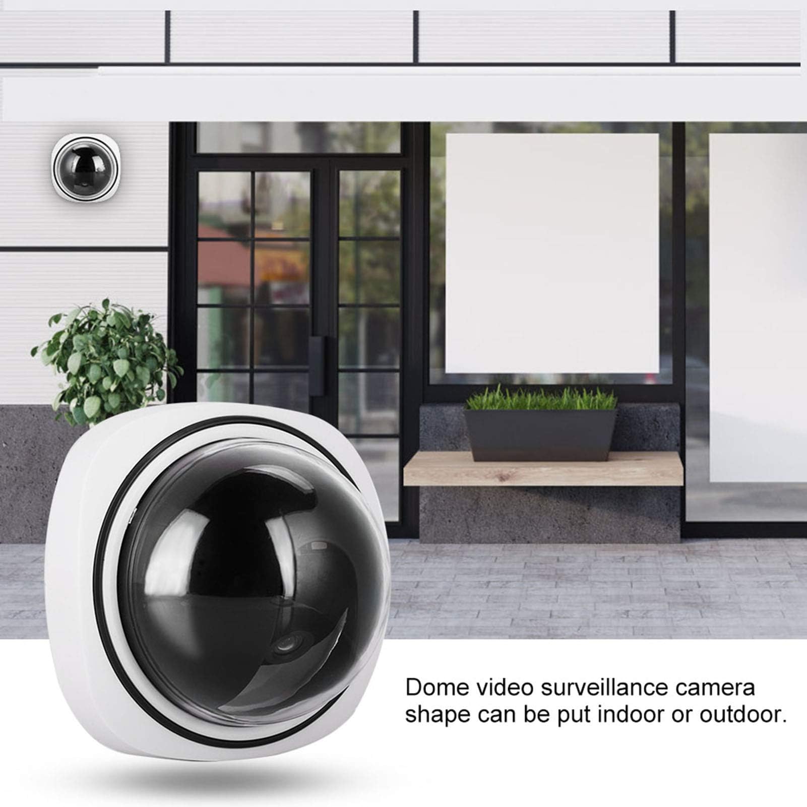 Analog Dome Security Camera with Alarm & Flashing Red LED - Indoor/Outdoor Dummy CCTV Surveillance Camera - Perfect for Home, Office, and Retail Store Security Deterrent