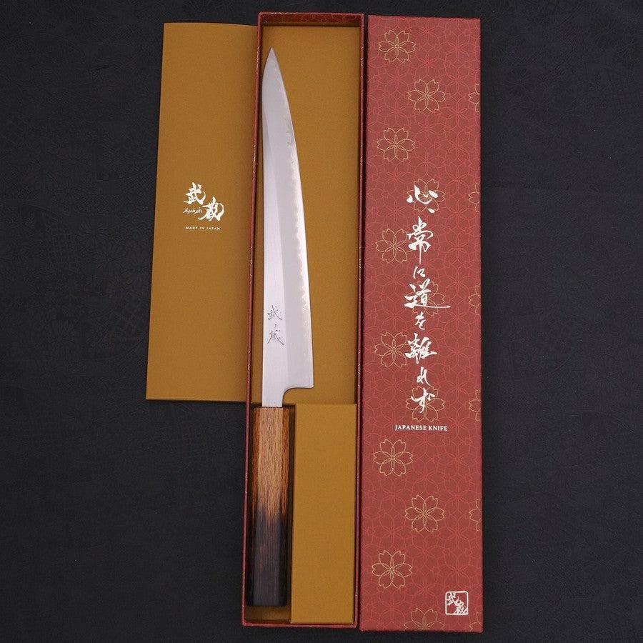 Premium Sujihiki Knife 240mm - Japanese White Steel #1 with Yaki Urushi Handle - Perfect for Sushi, Sashimi & Meat Slicing