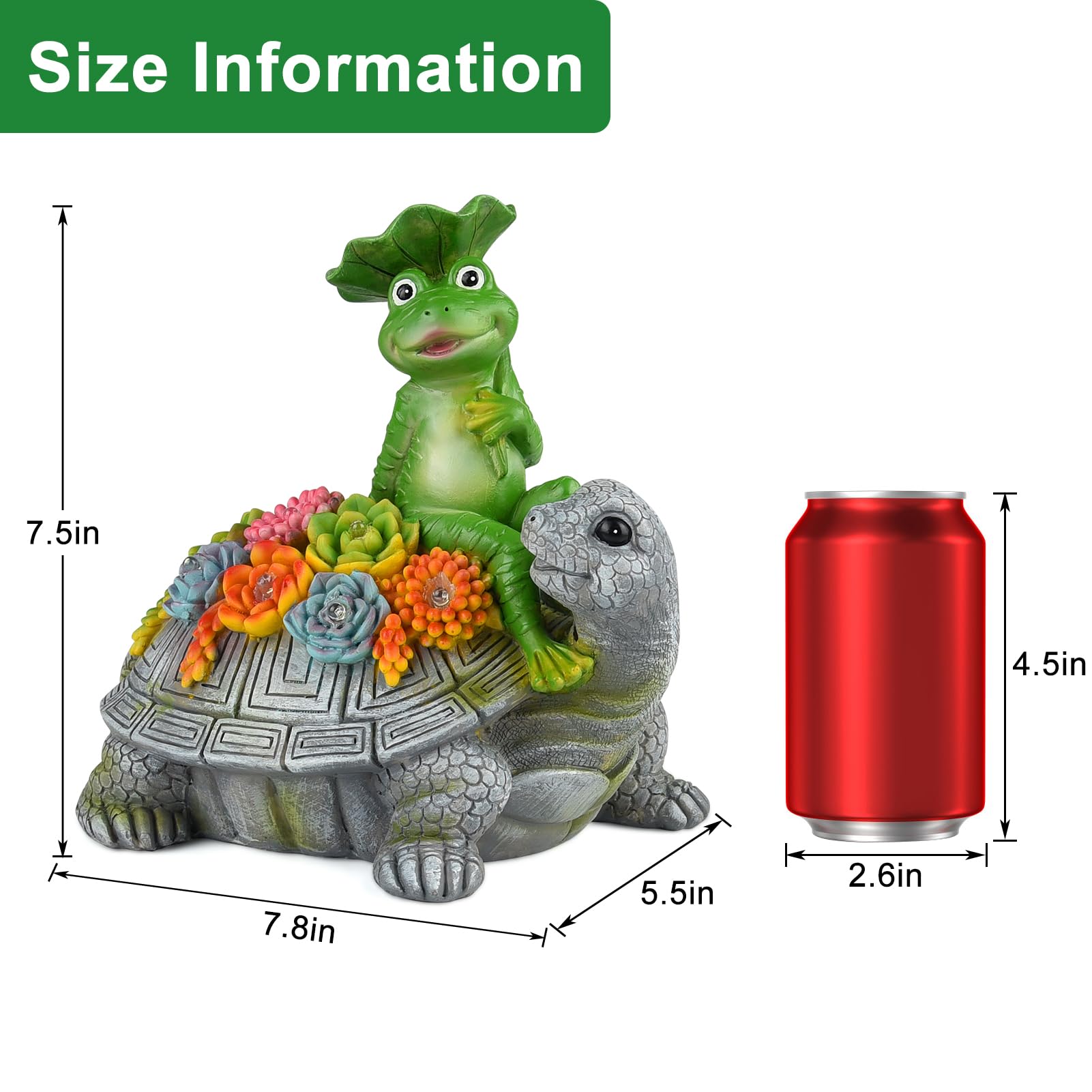 Solar-Powered Turtle & Frog Garden Statues with Succulent Planter & 8 LED Lights - Outdoor Lawn Decor for Patio, Yard - Perfect Housewarming Gift for Mom & Grandma - Ideal for Garden Pathways, Backyard Decor & Nighttime Ambiance