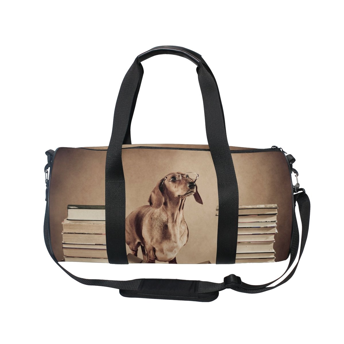 Dachshund Professor Bookworm Travel Duffel Bag - Sport Gym Luggage for Men & Women - Perfect for Workouts, Travel & Book Lovers