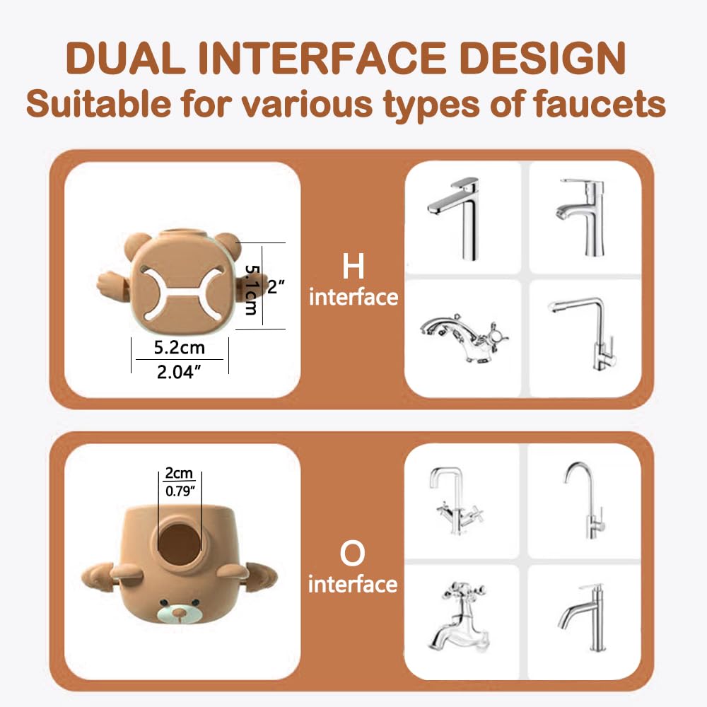 DLUCKY Faucet Extender for Sink - Temperature Sensitive Faucet Extension for Kids & Toddlers, Easy Install Hand Washing Faucet Adapter for Bathroom & Kitchen Sink (Green/Brown) - Perfect for Teaching Children to Wash Hands Safely