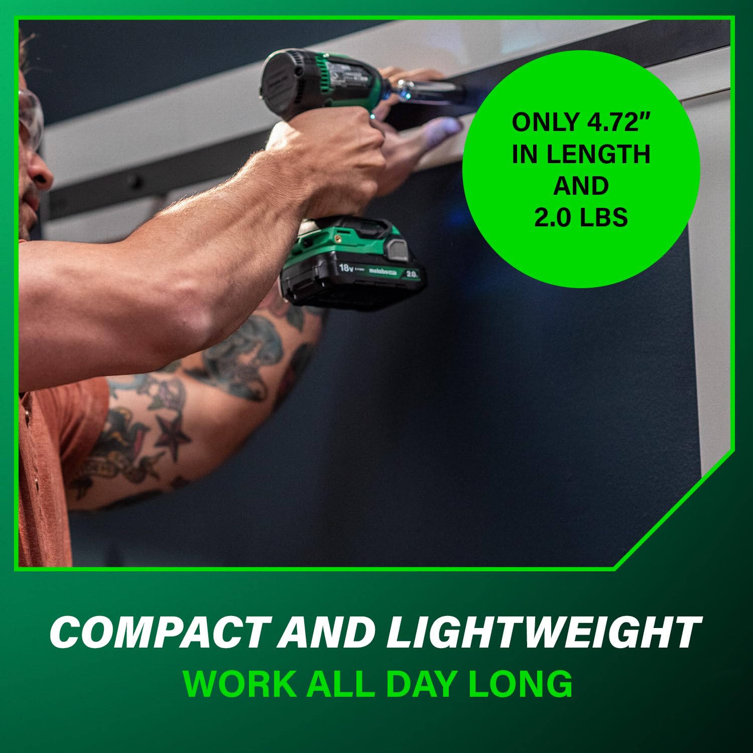 Metabo HPT WH18DEX 18V Brushless Cordless Impact Driver Kit with 1/4-Inch Chuck, 1549 in-lbs Torque, 2x 2.0Ah Batteries - Compact & Powerful for Construction, DIY Projects, Home Repairs & Automotive Work