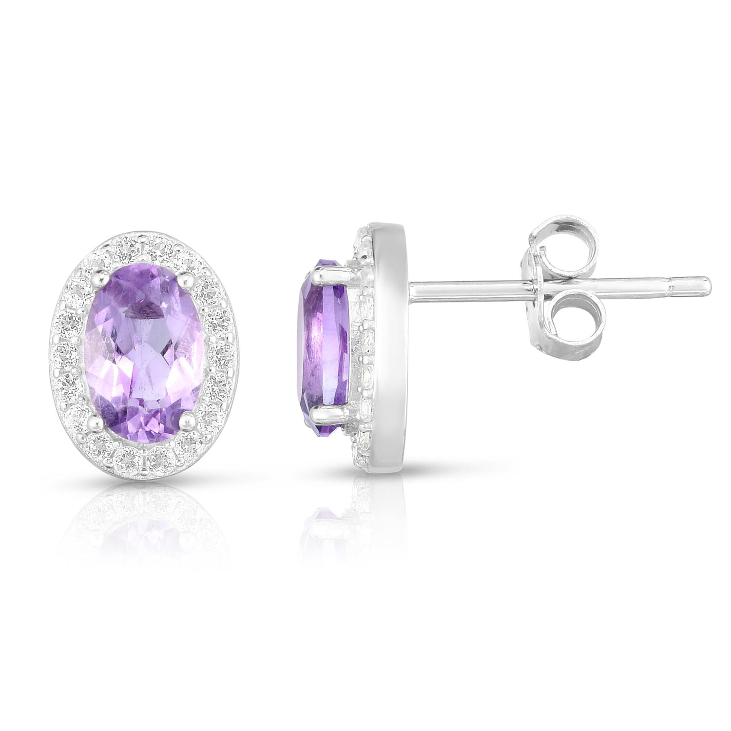 Natural Amethyst Stud Earrings for Women - 925 Sterling Silver Gemstone Jewelry - Perfect for Gifts, Weddings & Everyday Wear