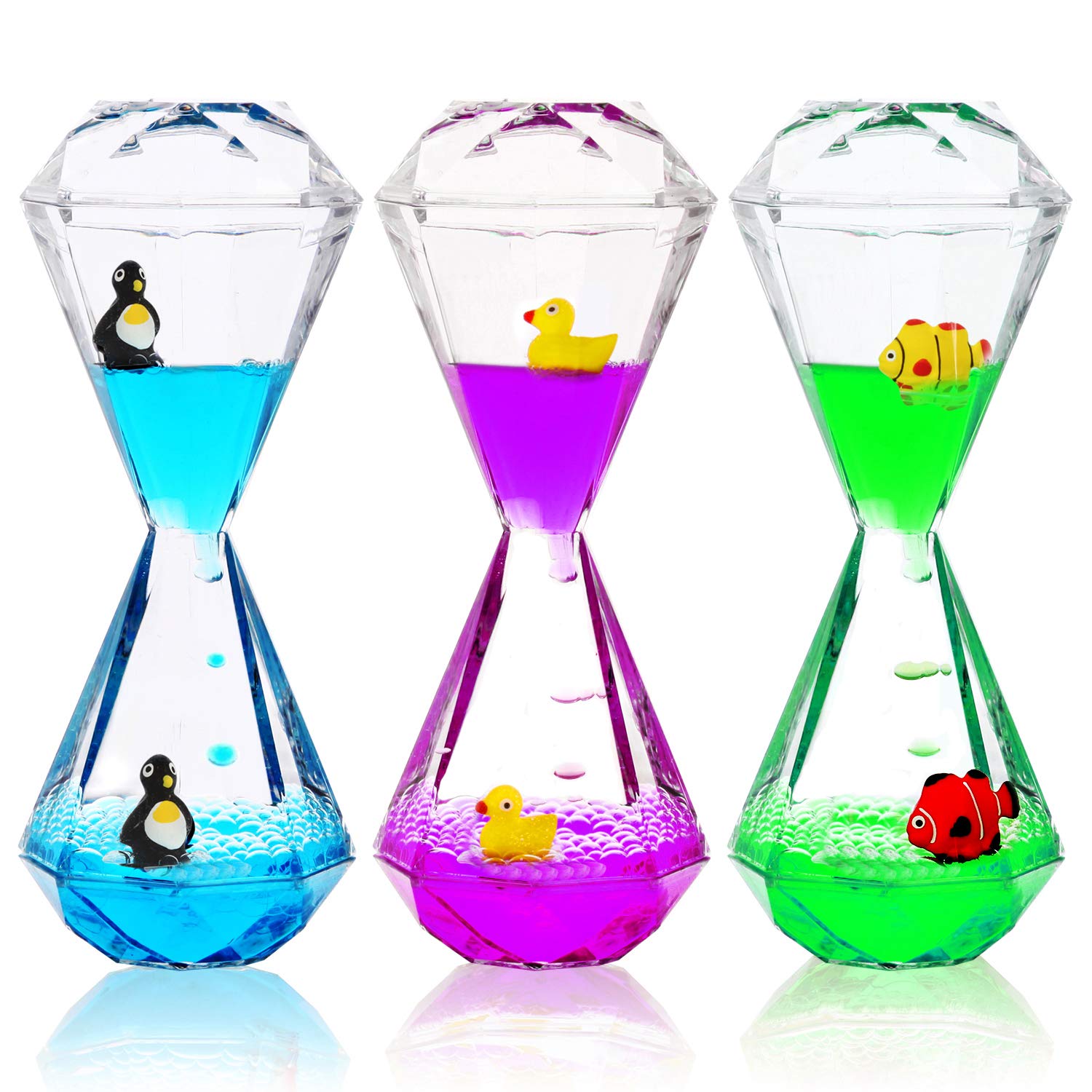 YUE MOTION - 3-Pack Liquid Motion Bubbler Sensory Toys for Kids & Adults | Calming Relaxation Timer for Autism, Stress Relief & Focus | Desk Decor for Office, Classroom & Home Use