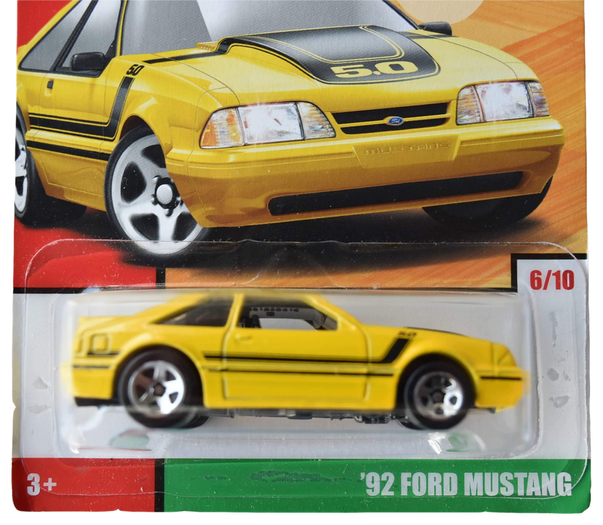 Hot Wheels 1:64 Scale '92 Ford Mustang Die-Cast Car - Classic Yellow Collectible Toy for Kids & Adults - Perfect for Display, Racing & Gifting