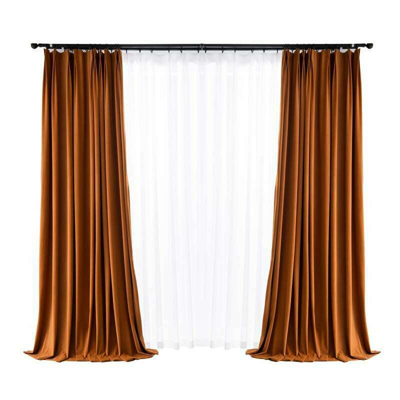 Luxury Modern Herringbone Designer Velvet Curtains - Orange Blackout Drapes for Living Room & Bedroom - Elegant Window Treatment for Home Decor
