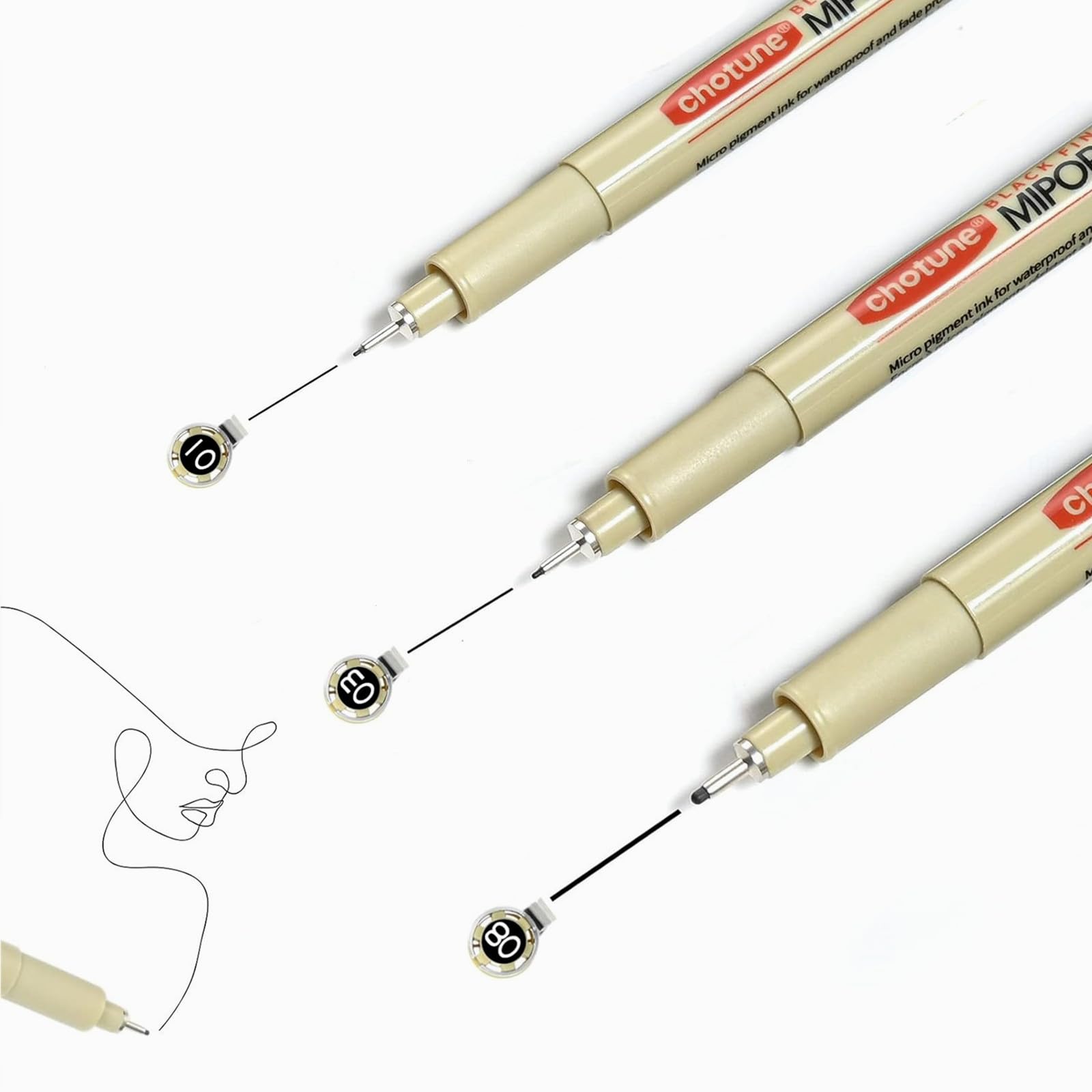 Micro Fineliner Pen Set - 3 Sizes (0.1mm, 0.3mm, 0.5mm) Archival Ink for Technical Drawing, Anime Sketching & Illustration - Perfect for Artists, Architects & Designers - Ideal for Bullet Journaling, Manga Art & Architectural Drafting