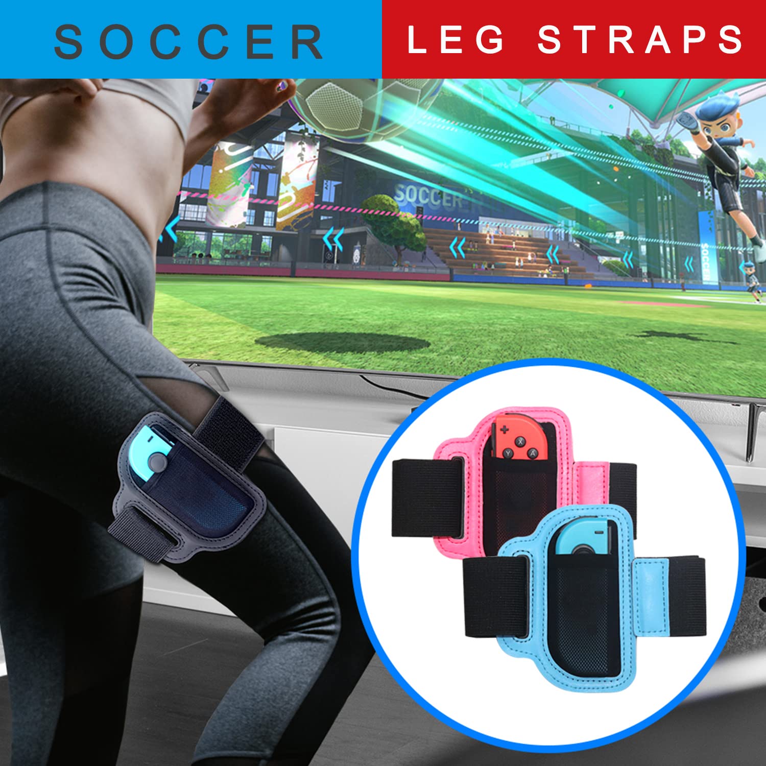 2024 Nintendo Switch Sports Accessories Bundle - Soccer Leg Straps, Mario Golf Clubs, Wrist Bands & Tennis Rackets for Switch Sports Games | Perfect for Mario Golf, Tennis & Soccer Gameplay