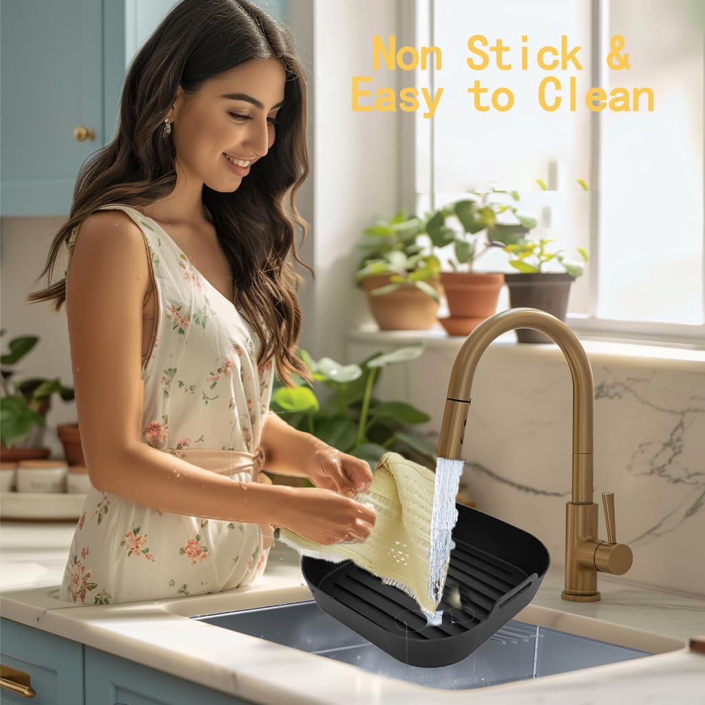 Non-Stick Silicone Air Fryer Liners (2 Pack) - Reusable & Dishwasher Safe for 4QT & 6QT Air Fryers - Compatible with Ninja Crispy FN101GY - Perfect for Baking, Roasting & Frying in Air Fryer & Oven Baskets