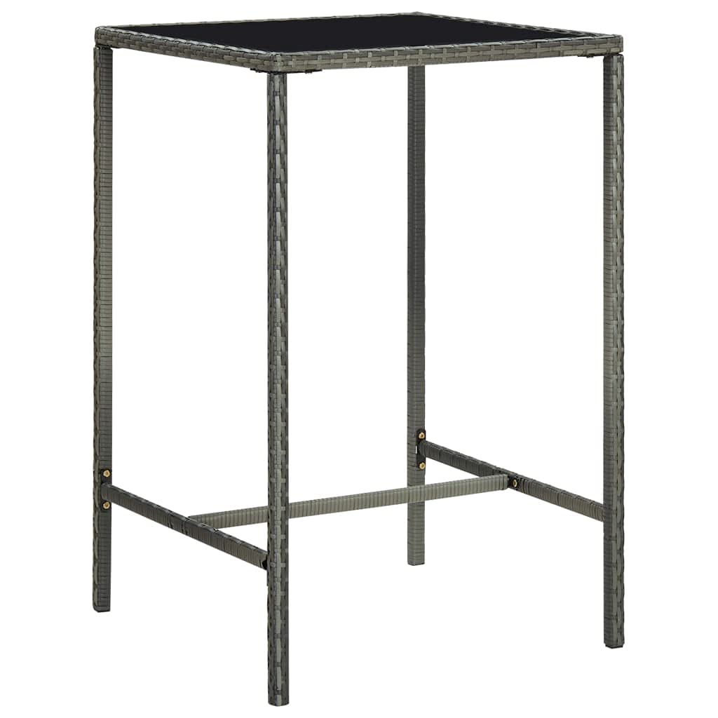 Outdoor Patio Dining Table - Rectangle Bistro Table with Tempered Glass Top & Steel Frame - Coffee Table, Console Table for Garden, Lawn, Backyard - Durable Poly Rattan Furniture for Picnics, Entertaining & Relaxation