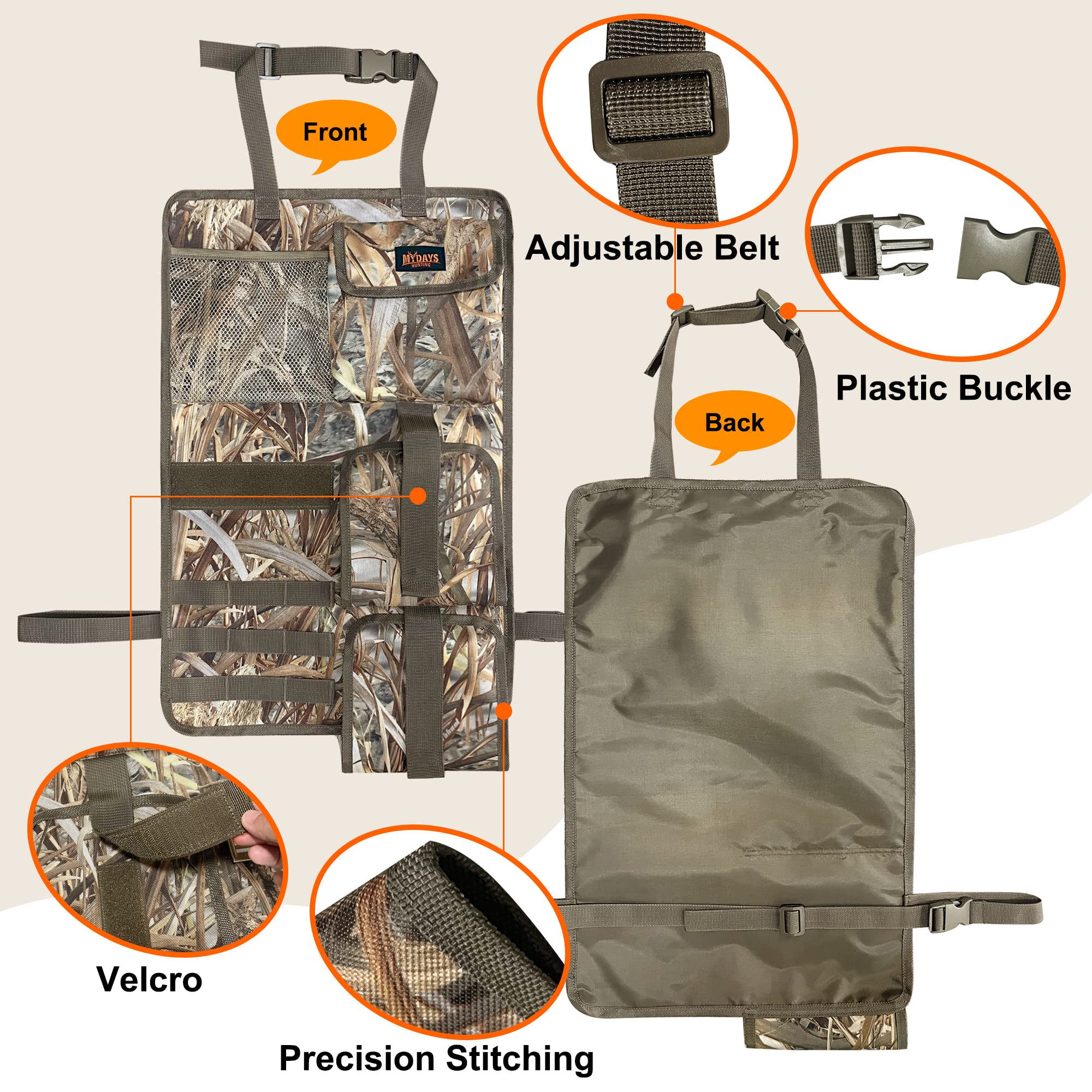 MYDAYS 2 Pack Tactical Gun Organizer for Car Seats - Molle Panel Vehicle Storage for Hunting Rifles & Shotguns (Camo) - Perfect for Hunting Trips, Road Trips & Outdoor Adventures