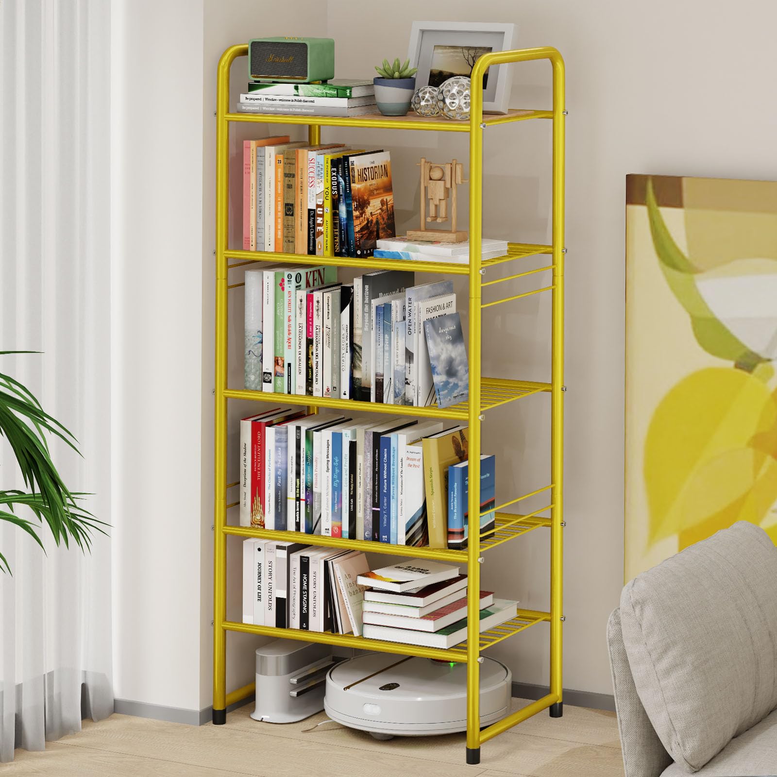 GEORIS 5-Tier Heavy Duty Metal Wire Shelving Storage Rack - 17.7-Inch Wide Steel Organizer Shelf for Bathroom, Kitchen, Garage & Outdoor Use - Waterproof Gold Finish (Indoor/Outdoor)