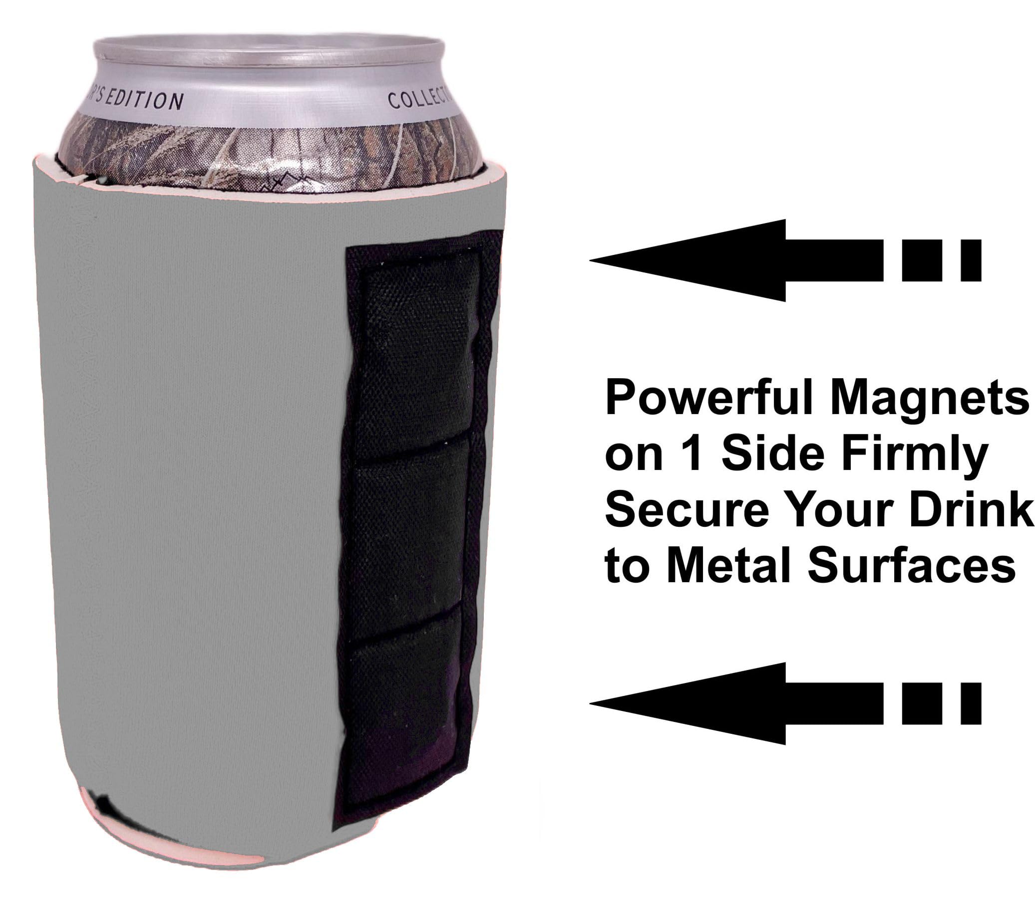 4 Pack Gray Blank Magnetic Can Coolers - Insulated Beer Soda Can Koozies for Outdoor BBQ, Camping, Tailgating & Pool Parties