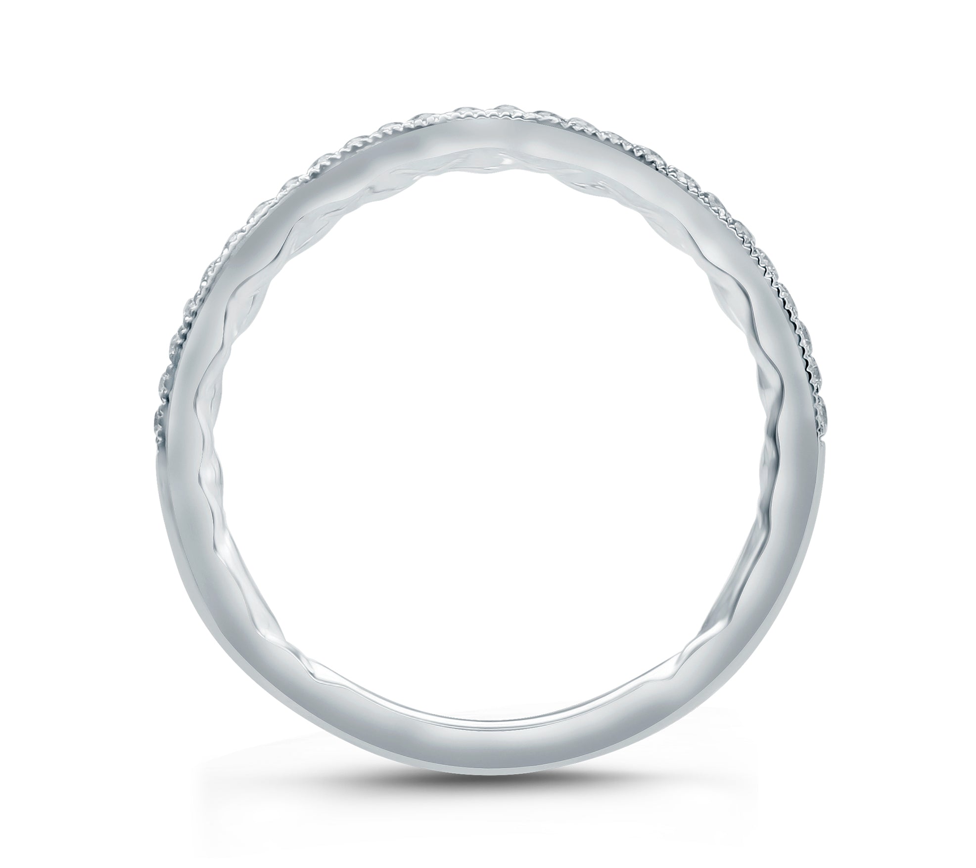 Diamond Contour Wedding Band for Women - 14K White Gold Diamond Engagement Ring - Perfect for Bridal, Anniversary & Special Occasions