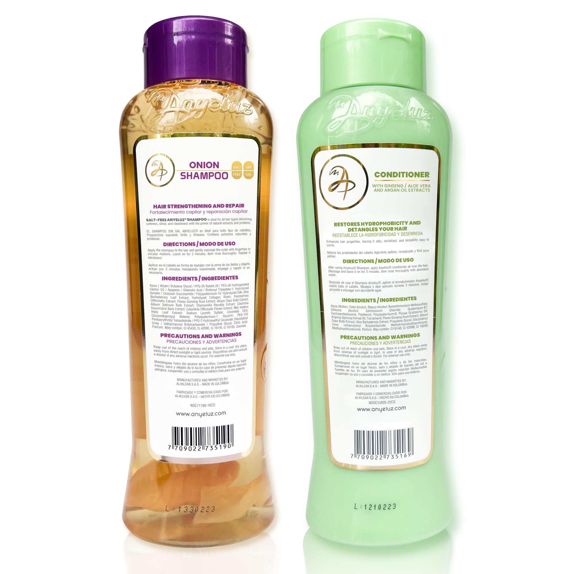 ANYELUZ Onion Shampoo & Aloe Conditioner Set - Strengthening & Hydrating Hair Care with Onion Extract, Biotin & Argan Oil - Deep Cleansing & Moisturizing for Damaged, Dry Hair - Perfect for Daily Use & Hair Repair at Home