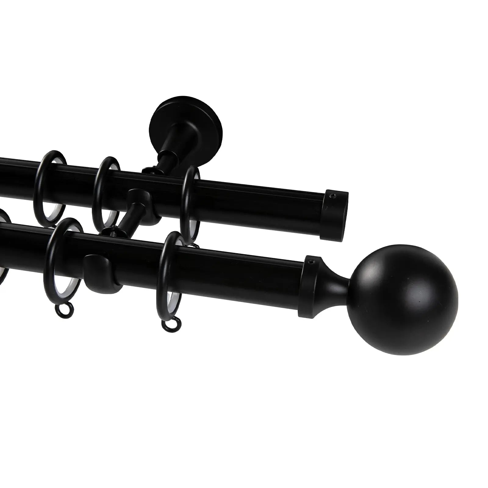 Kelvin Double Window Curtain Rod - Adjustable Tension Rod for Windows, Black Metal Curtain Rod for Home Decor - Perfect for Living Room, Bedroom & Kitchen Windows