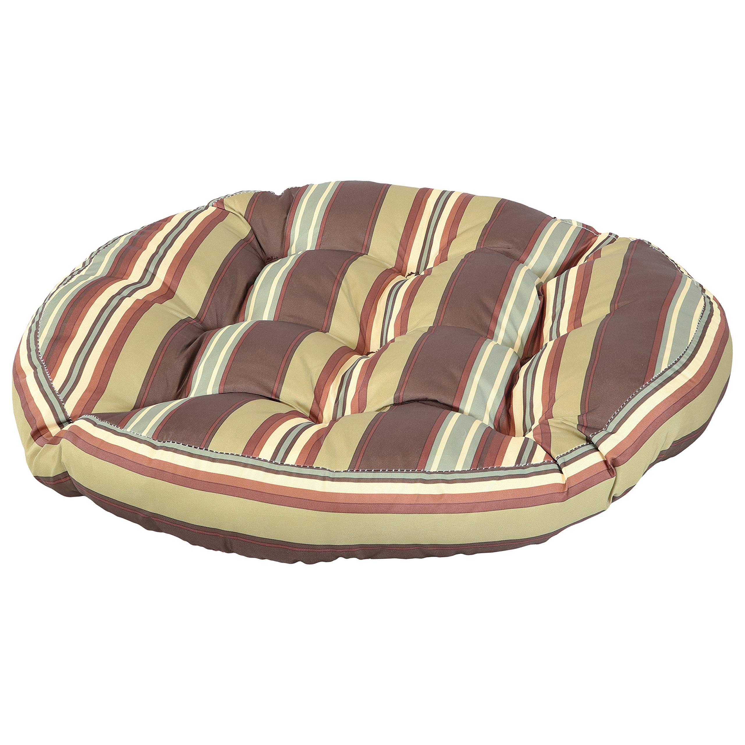 Sunnydaze Tufted Large Round Floor Cushion Set of 2 - 22-Inch Diameter Indoor/Outdoor Chair Cushions & Meditation Pillows - 300D Olefin with Polyester Fill - Chocolate Stripes - Perfect for Patio Lounging, Yoga, and Cozy Home Decor