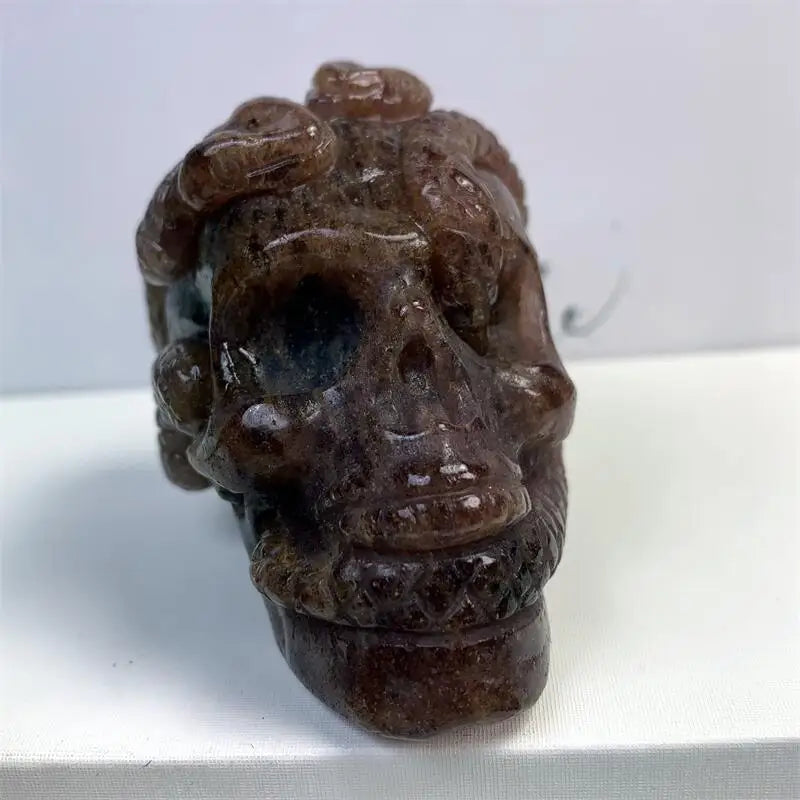 5.5cm Natural Crystal Snake Skull Carving - Healing Energy Stone for Home Decor, Halloween Gift, Meditation & Spiritual Practice (1 Piece) - Perfect for Altar Display, Feng Shui, and Witchcraft Supplies
