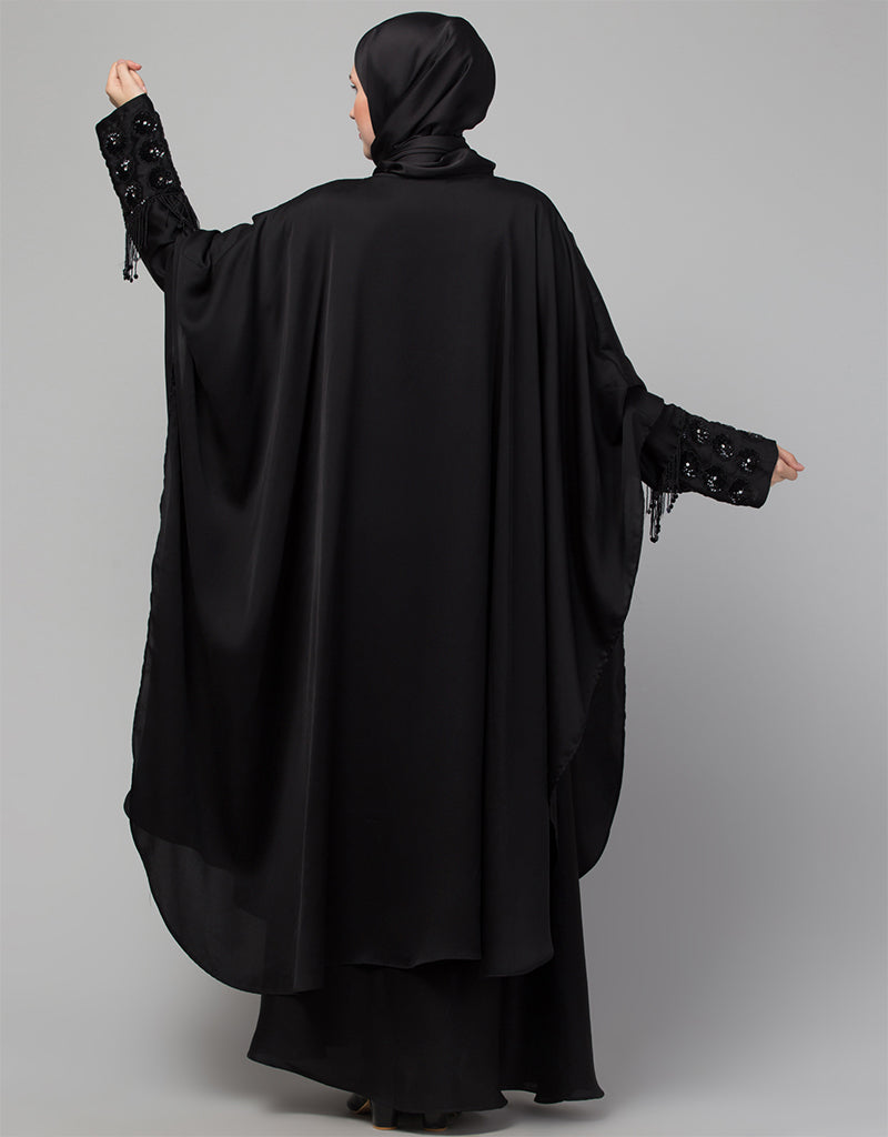 Elegant Black Embroidered Arabic Abaya Dress for Women - Perfect for Prayer, Modest Fashion, and Special Occasions