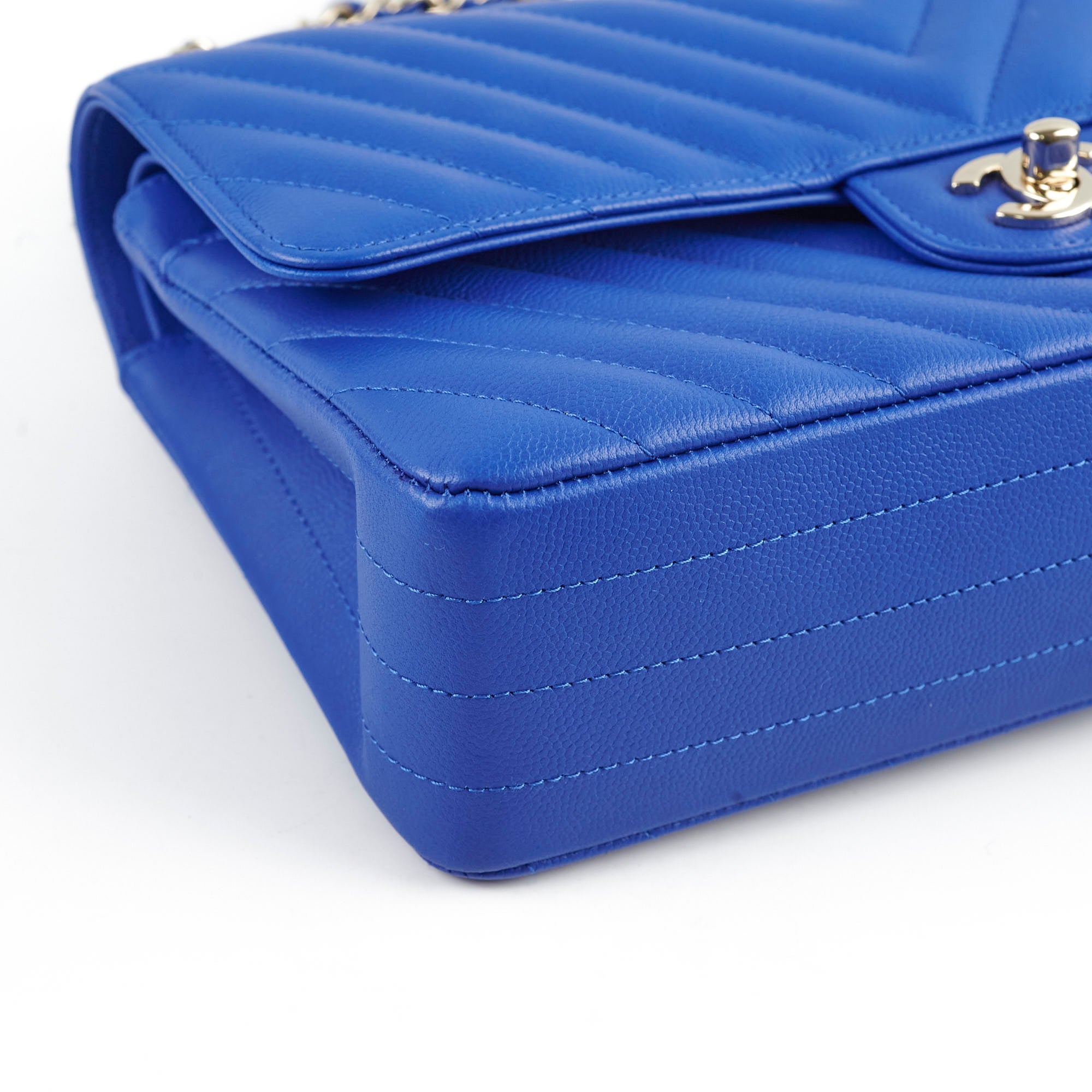 Chanel Medium/Large Caviar Chevron Classic Cobalt Blue Handbag 2021 - Luxury Designer Shoulder Bag for Women, Perfect for Parties, Weddings & Special Occasions