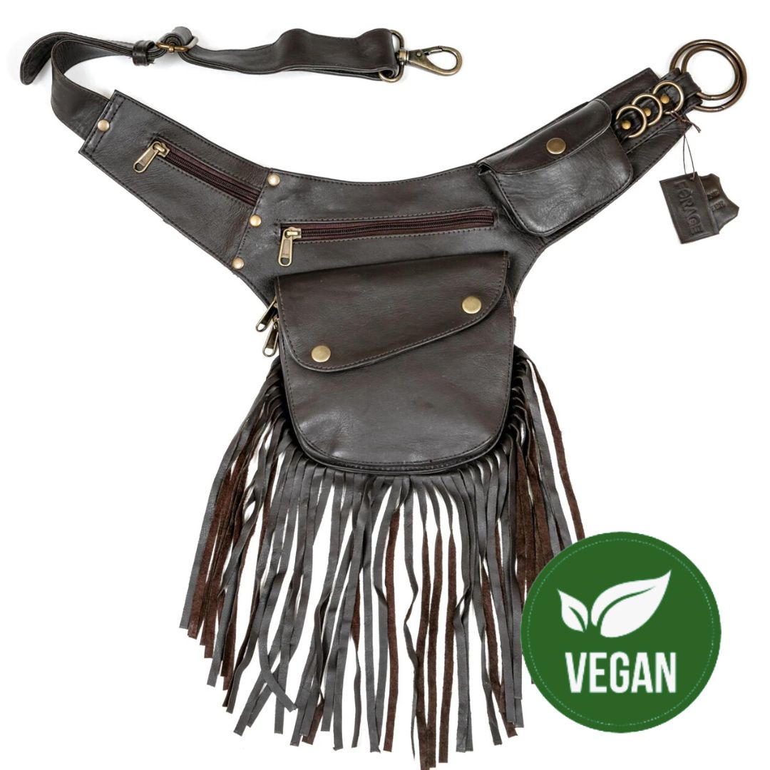 Stylish Vegan Leather Tassel Belt in Falcon Brown - Perfect for Boho Chic Outfits & Casual Wear
