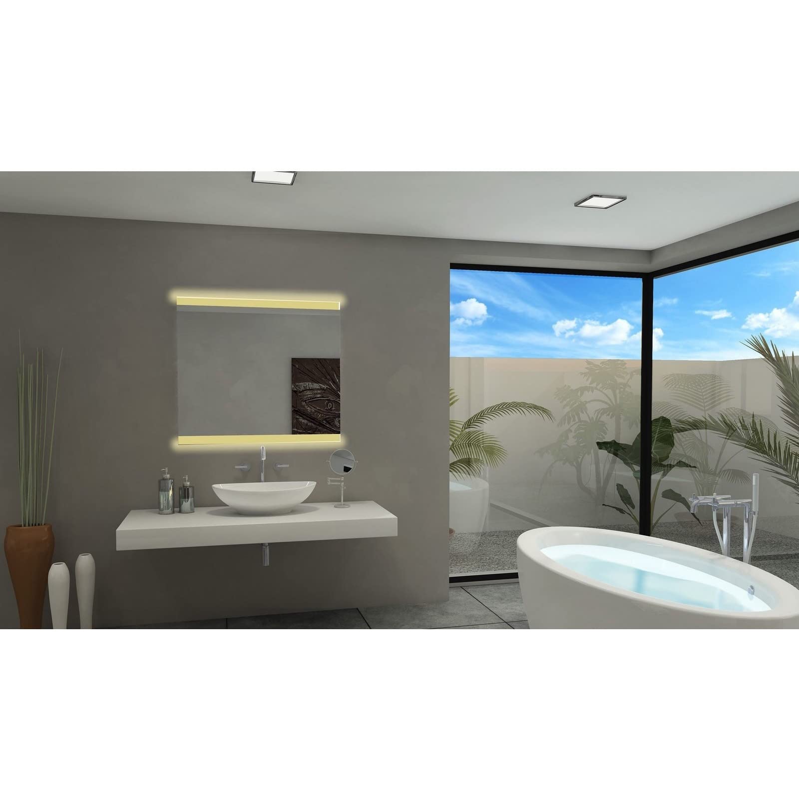 IBMIRROR Paris LED Backlit Bathroom Mirror - Modern Vanity Mirror with Adjustable Lighting for Makeup, Shaving & Home Decor