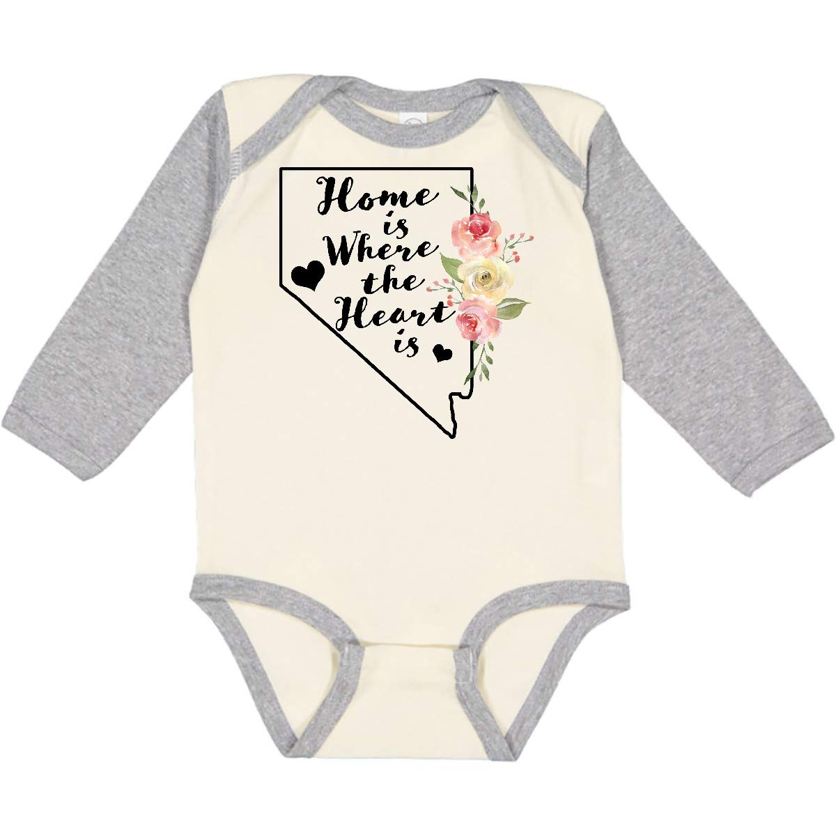 Inktastic Nevada Home is Where The Heart is Watercolor Print Long Sleeve Baby Bodysuit - Soft Cotton Onesie for Newborns & Infants - Perfect for Family Photos, Holidays & Casual Outings