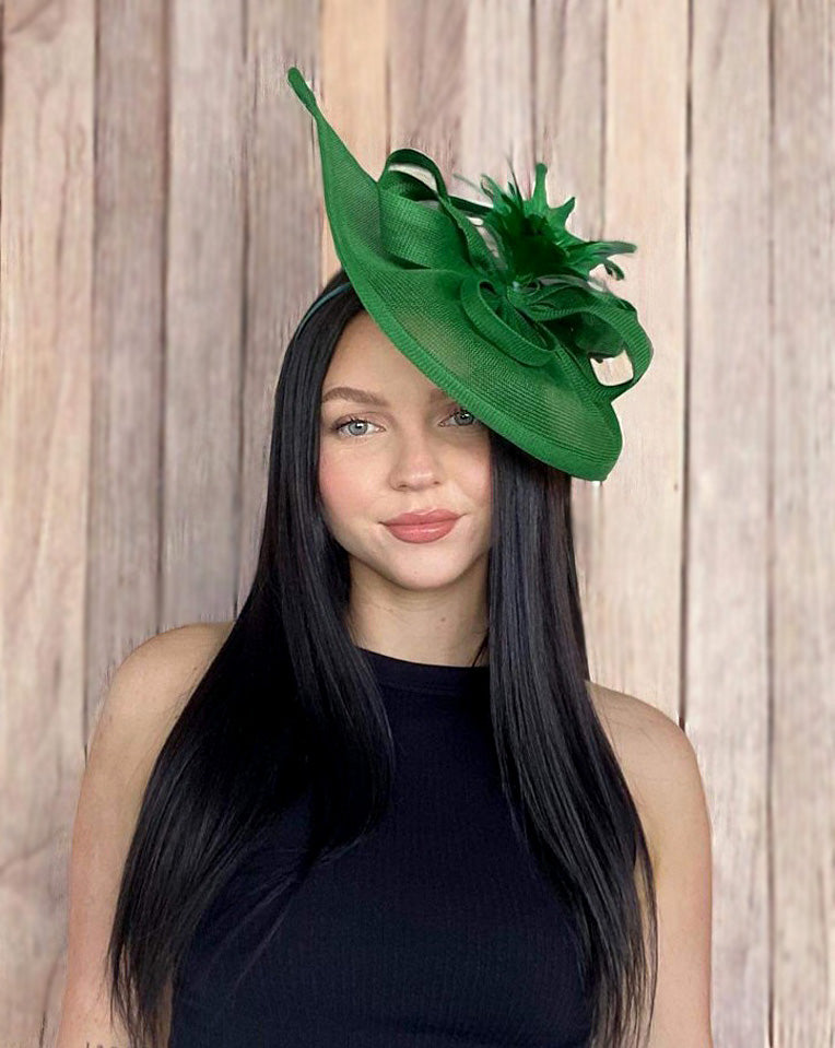 Stylish Forest Green Hatinator Crown & Fascinators for Race Day - Elegant Women's Headpiece for Weddings, Parties & Special Events