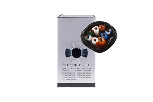 Cat5E Outdoor Direct Burial Ethernet Cable 1000ft UTP Black - Weatherproof & Durable for Underground Internet & Network Installations