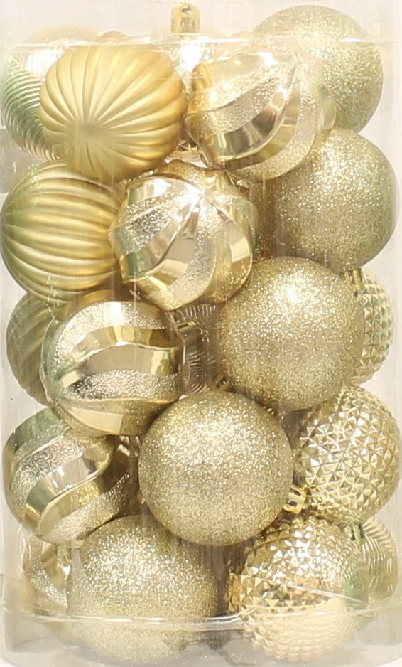 25 Pack of 60MM Christmas Tree Ornaments - Gold, Green & White Holiday Ball Decorations for Xmas Tree, Home, Party & Gift Giving