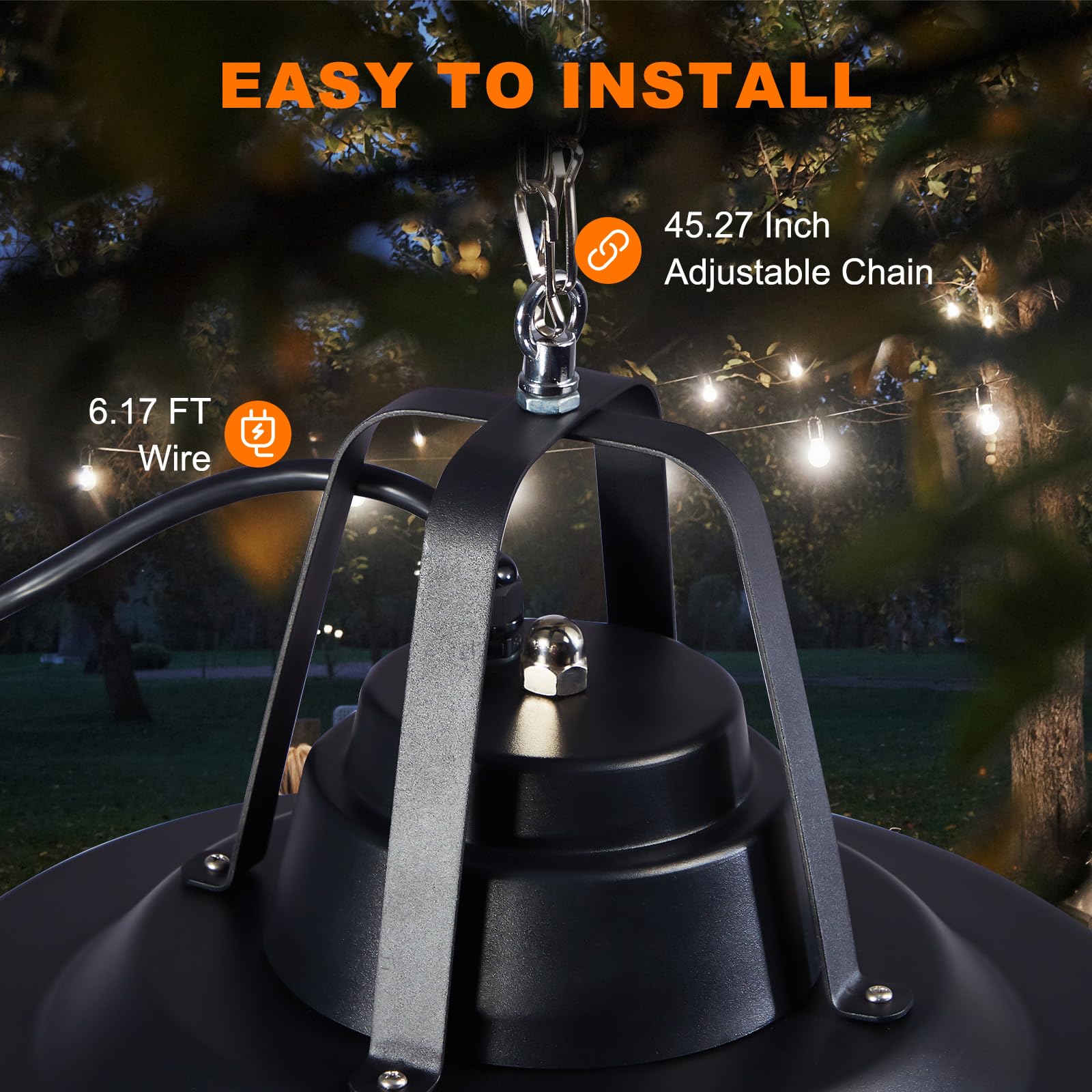 1500W Electric Outdoor Patio Heater - Ceiling Mounted Carbon Infrared Heater with 600W/900W/1500W Adjustable Settings, IP34 Waterproof for Garage, Gazebo, Deck & Shop - Perfect for Patio Dining, Outdoor Gatherings & Winter Workspaces