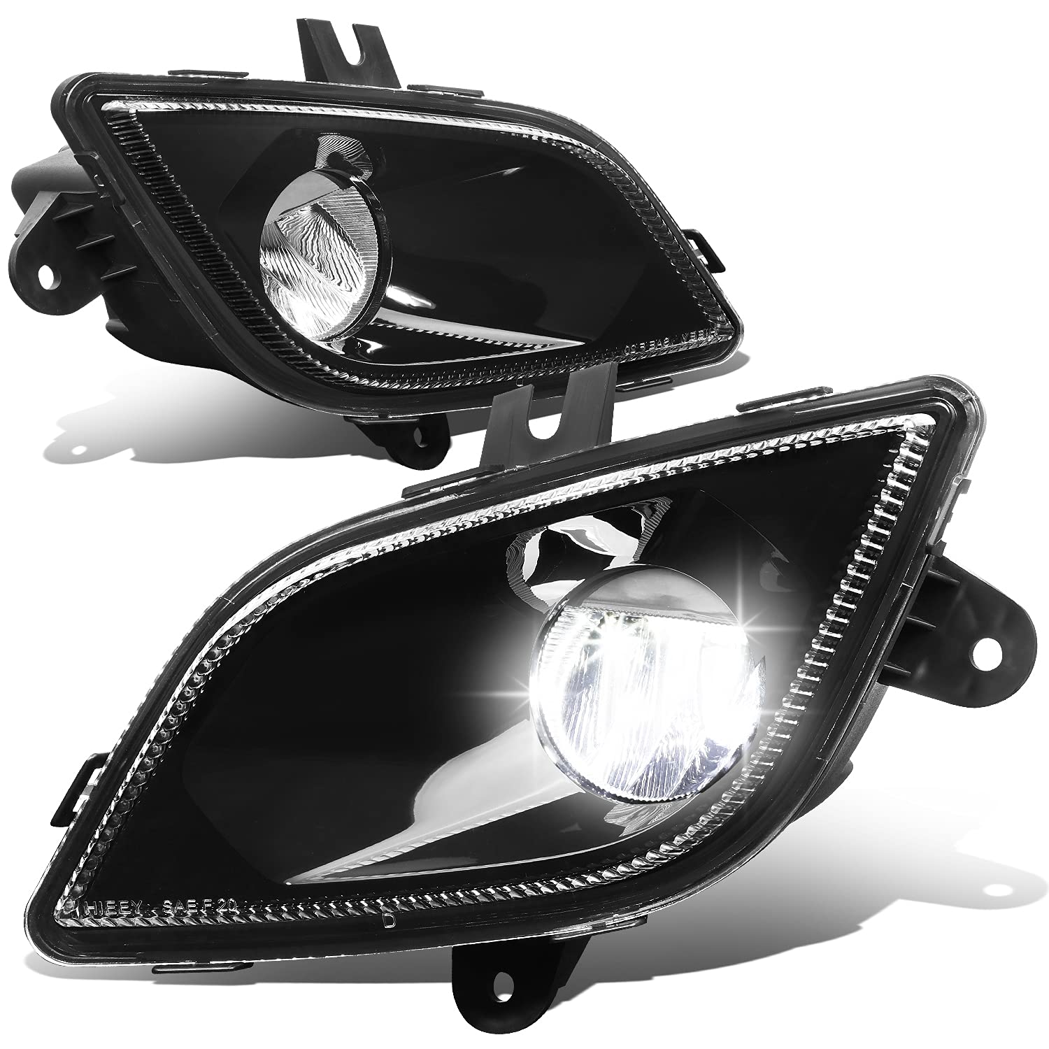 DNA MOTORING HL-HAY-007-BK Black LED Reflector Fog Lights - Compatible with 2018-2022 Freightliner Cascadia | High Visibility for Night Driving & Bad Weather Conditions