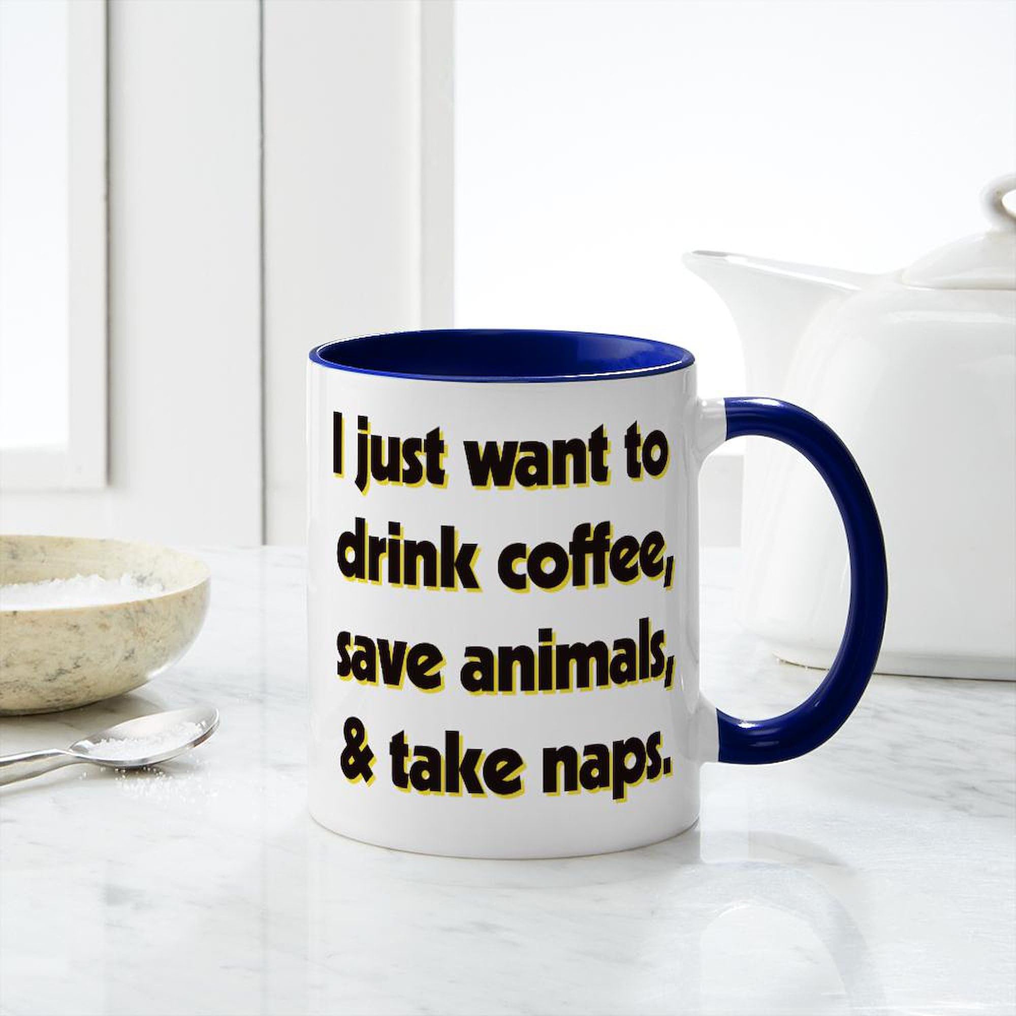 Drink Coffee Save Animals Ceramic Mug 11 oz (325 ml) - Eco-Friendly Coffee Cup for Office, Home & Gifts - Funny Animal Lover Tea Cup