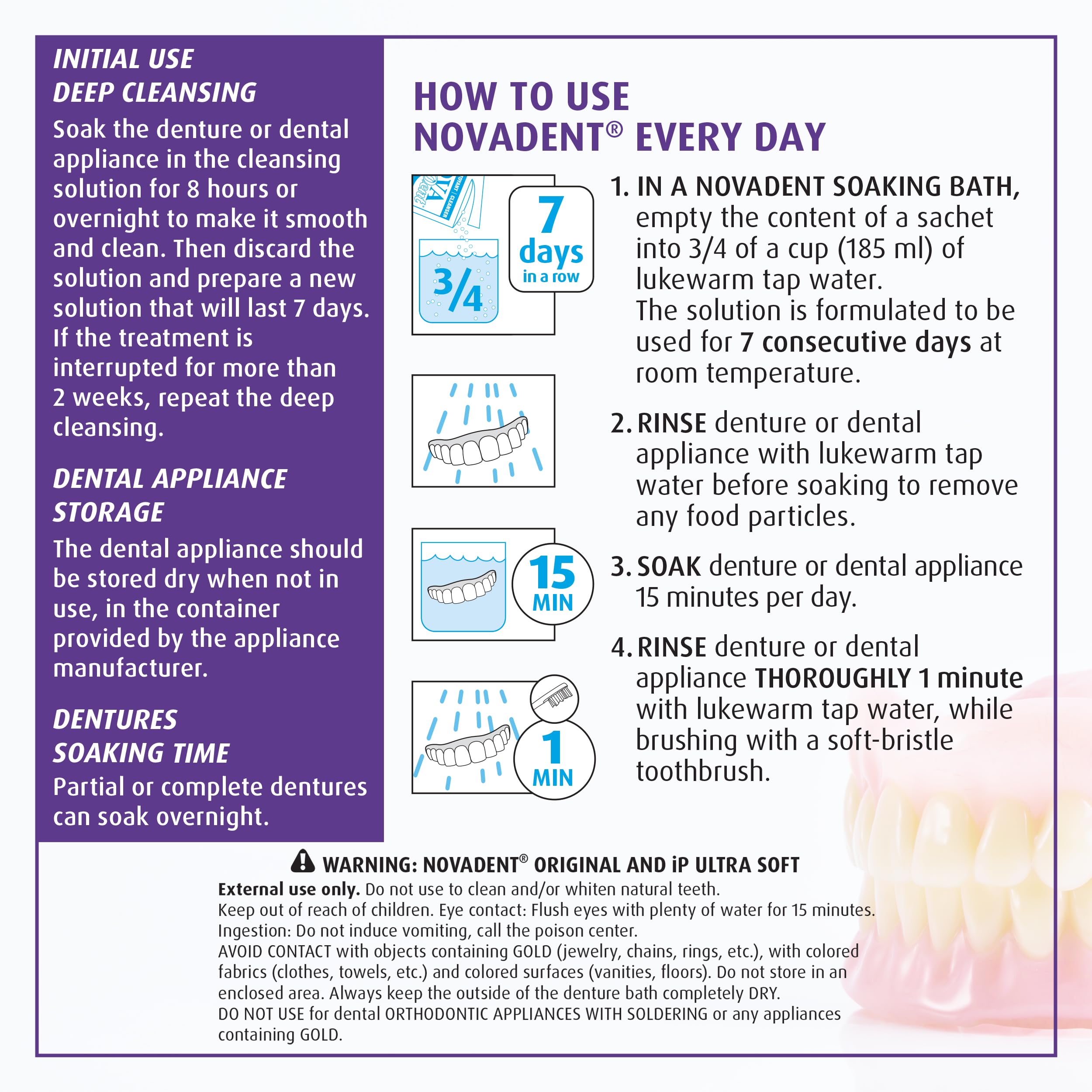 Premium Denture Cleaner Tablets - 12 Sachets (3 Month Supply) for Dentures, Retainers, Night Guards & Invisalign Aligners | Fast Cleaning, Fresh Breath & Stain Removal | Perfect for Travel & Daily Oral Care