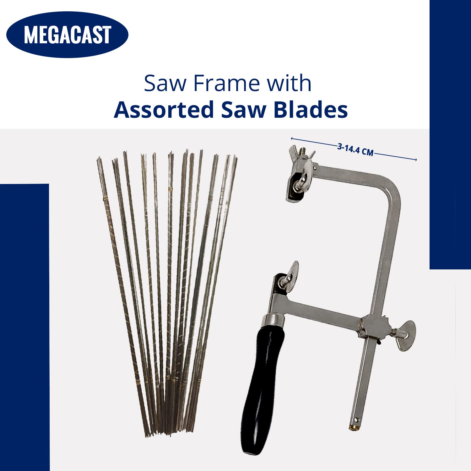 German Style Jewelers Saw Frame with 144 Assorted Saw Blades - Precision Metal & Wood Cutting for Jewelry Making, Crafts, and DIY Projects
