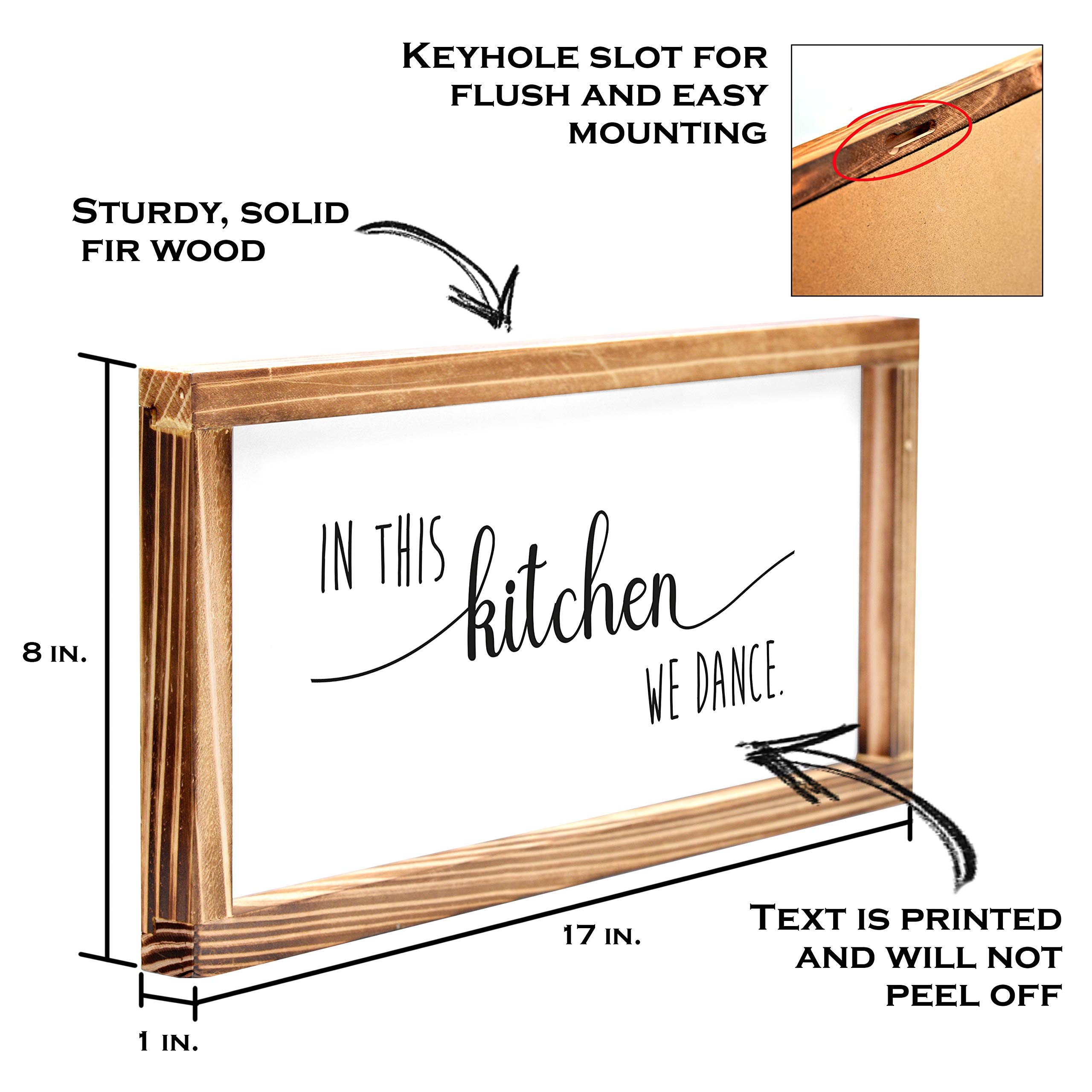 In This Kitchen We Dance Sign 8x17 Inch - Farmhouse Kitchen Wall Decor, We Dance in This Kitchen Sign, Kitchen Dance Decor for Home, Office, Cafe, Restaurant