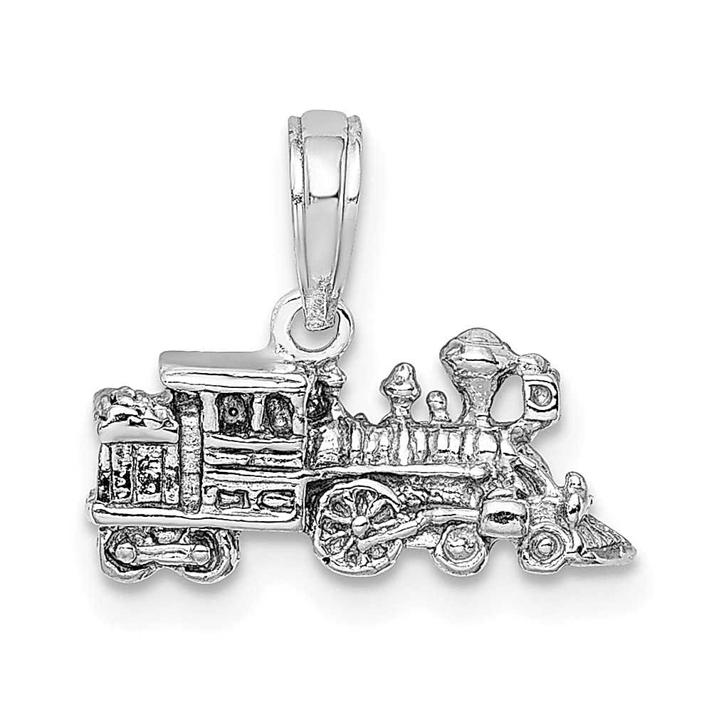 14K White Gold Miniature Train Charm Necklace - Elegant 3D Pendant for Women, Travel & Transportation Inspired Jewelry, Perfect Gift for Her - Ideal for Train Enthusiasts, Travel Lovers & Special Occasions