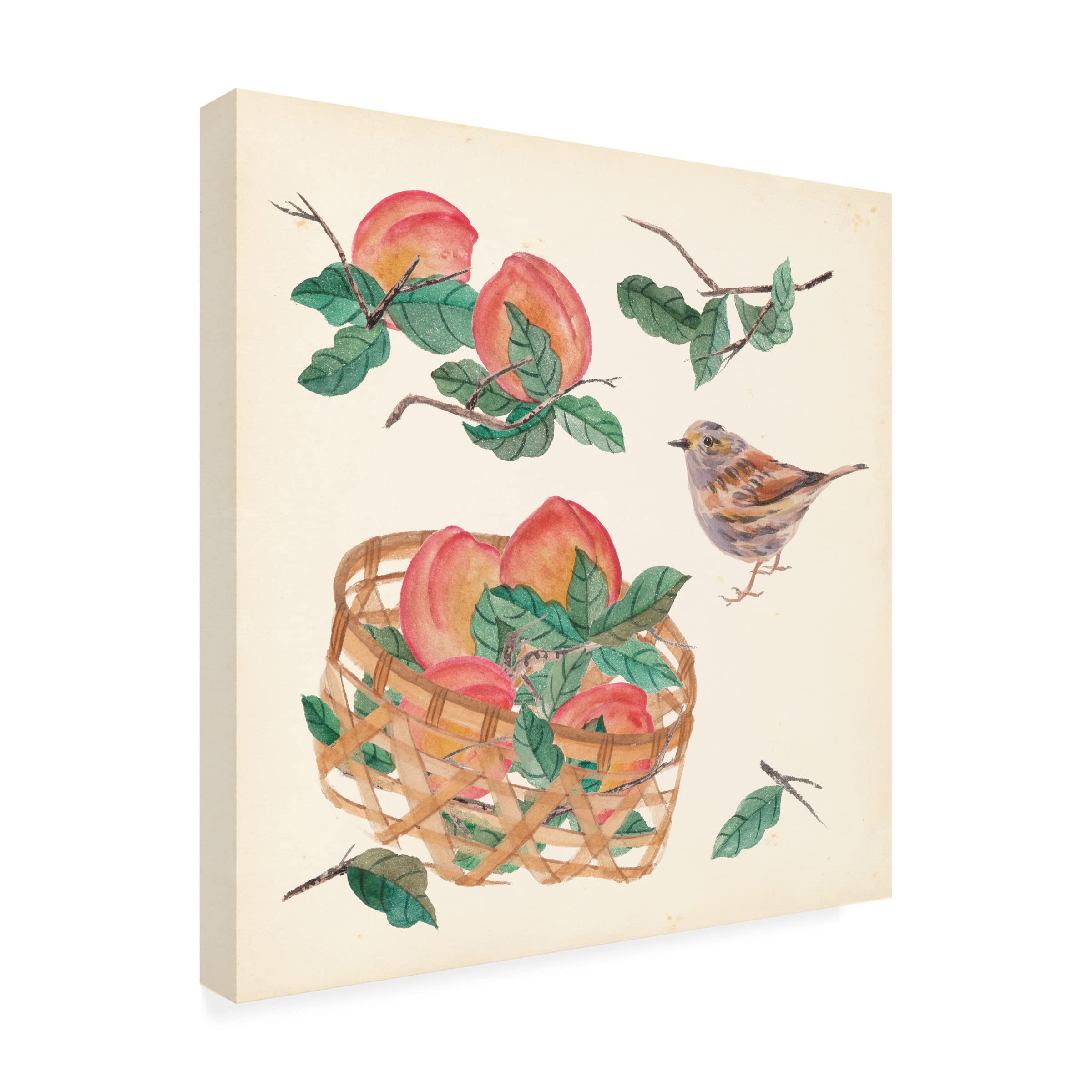 Trademark Fine Art 'Basket With Fruit II' Canvas Wall Art by Melissa Wang - Vibrant Still Life Painting for Kitchen, Dining Room & Farmhouse Decor